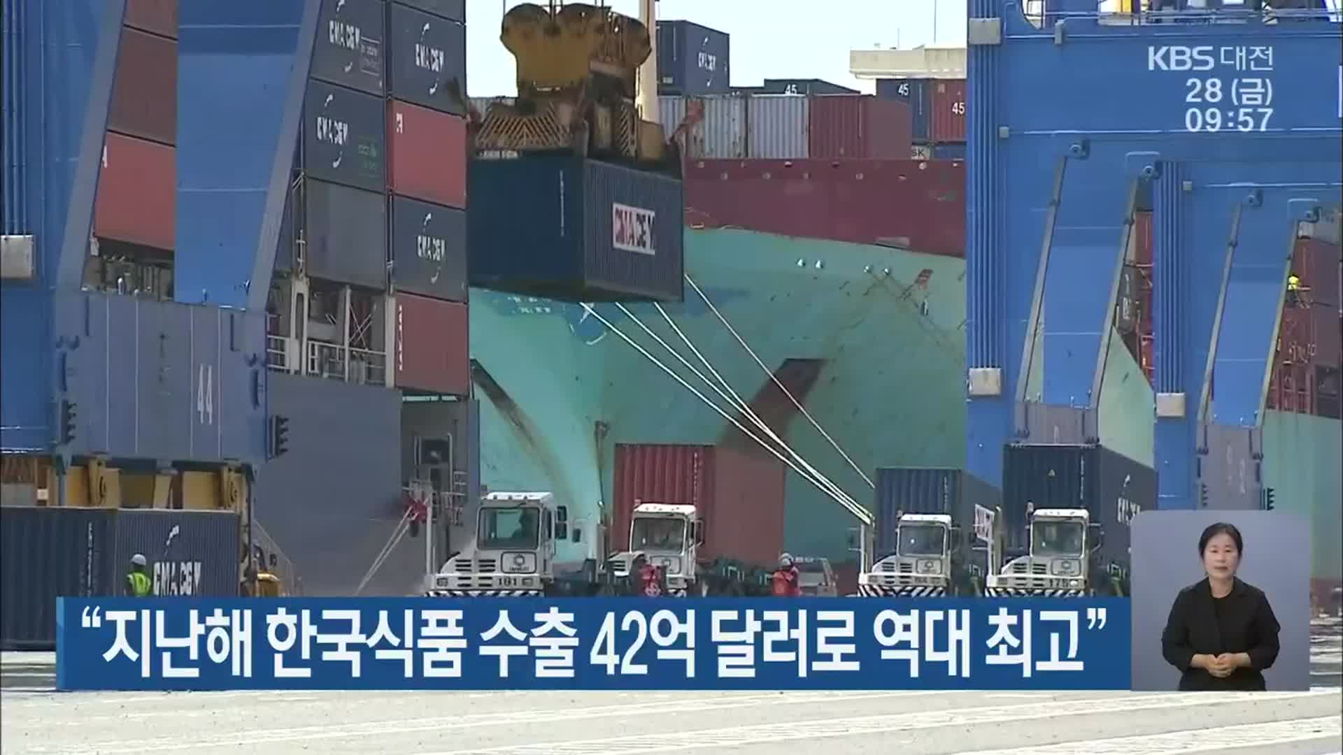 “지난해 한국식품 수출 42억 달러로 역대 최고”