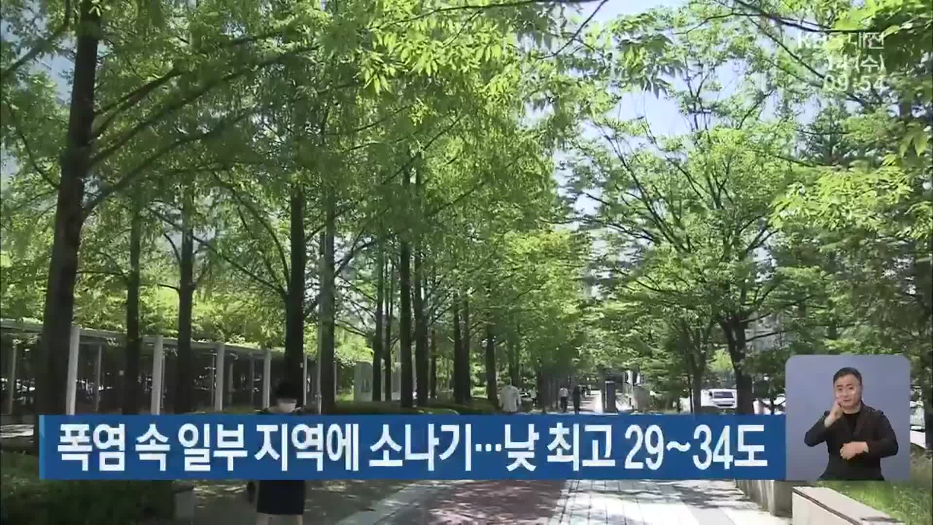 폭염 속 대전·세종·충남 일부 지역에 소나기…낮 최고 29~34도