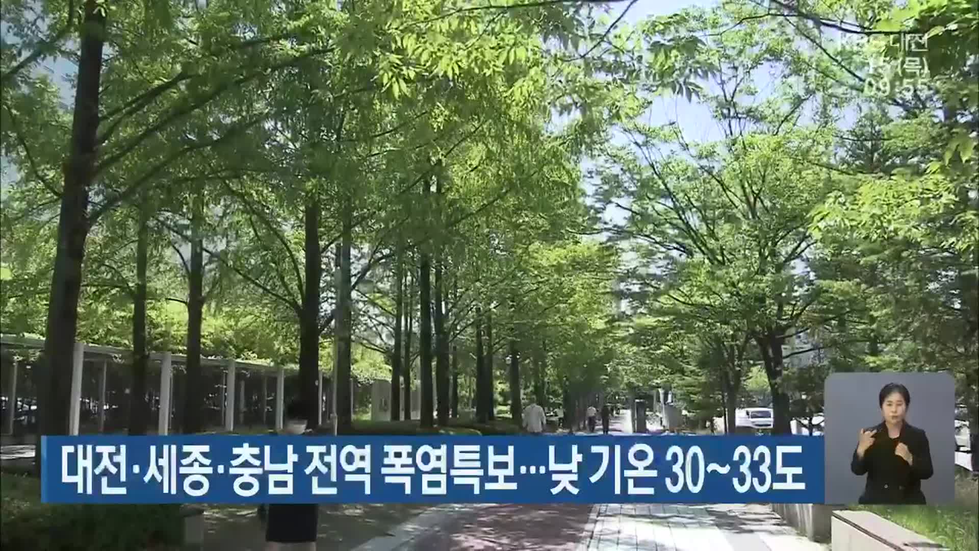 대전·세종·충남 전역 폭염특보…낮 기온 30~33도