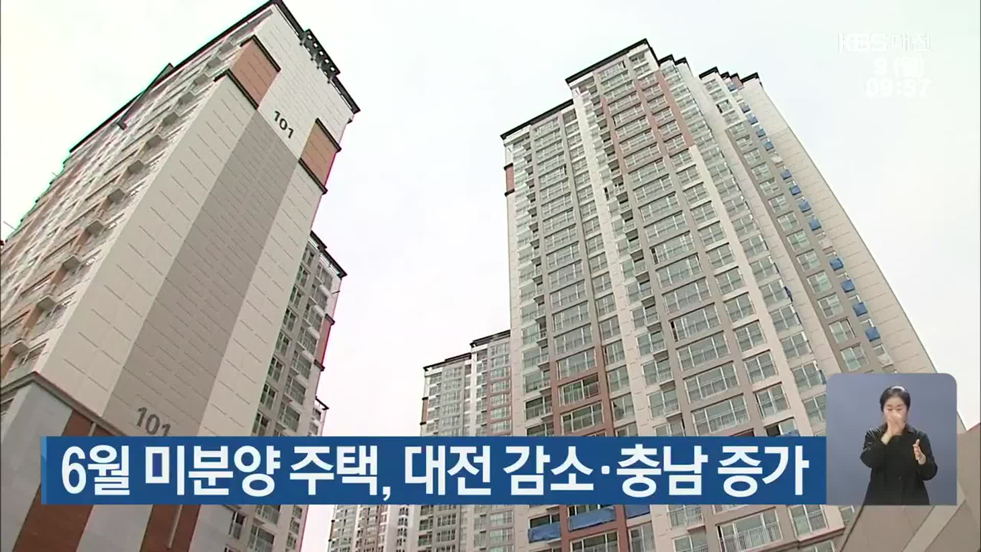 6월 미분양 주택, 대전 감소·충남 증가