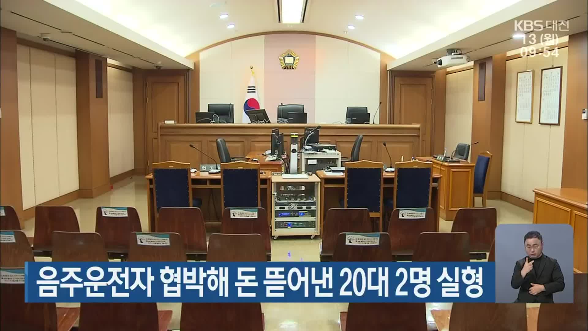음주운전자 협박해 돈 뜯어낸 20대 2명 실형