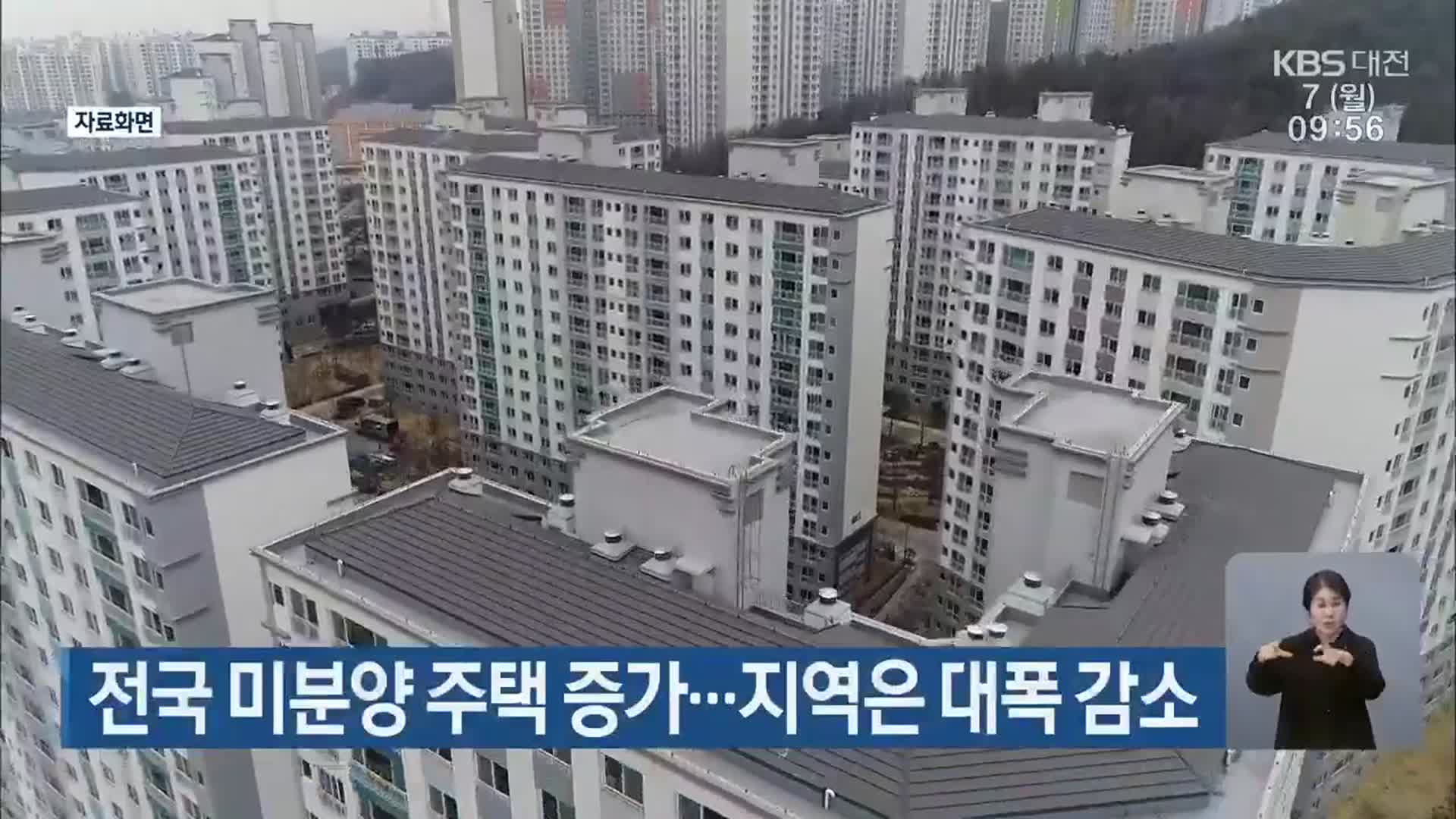 전국 미분양 주택 증가…대전·세종·충남은 대폭 감소