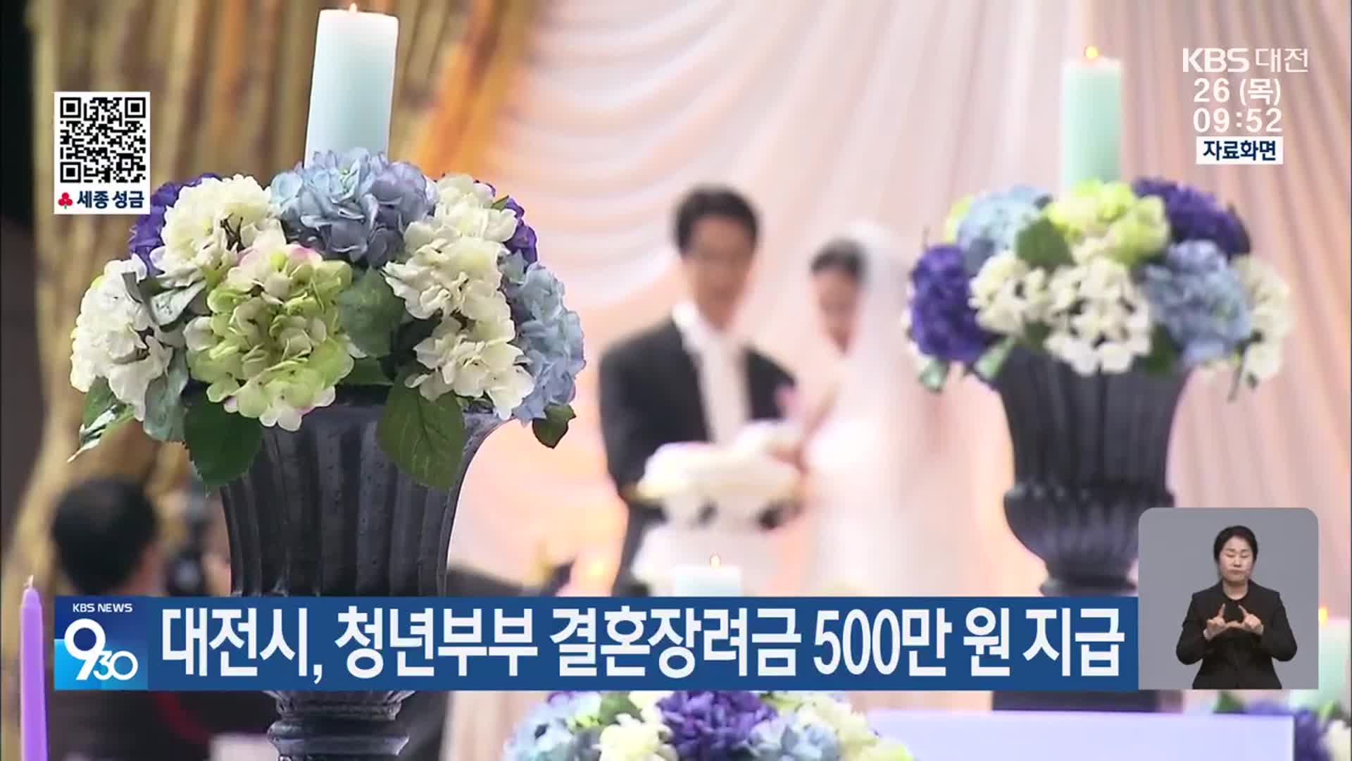 대전시, 청년부부 결혼장려금 500만 원 지급