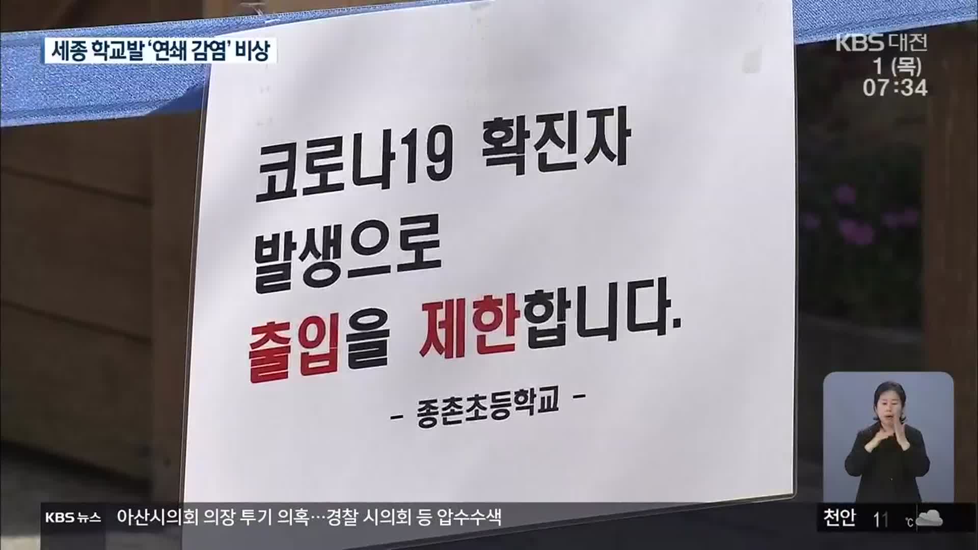세종 4개 학교서 연쇄 확진…2주간 등교 중지