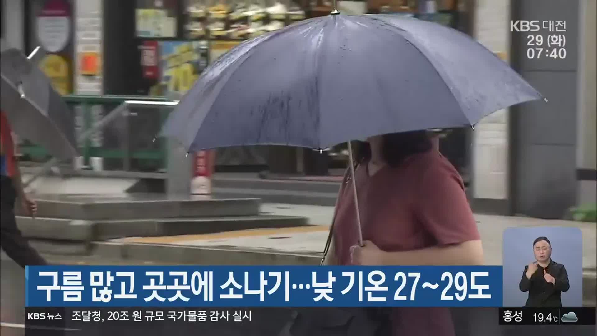 대전·세종·충남 구름 많고 곳곳에 소나기…낮 기온 27~29도