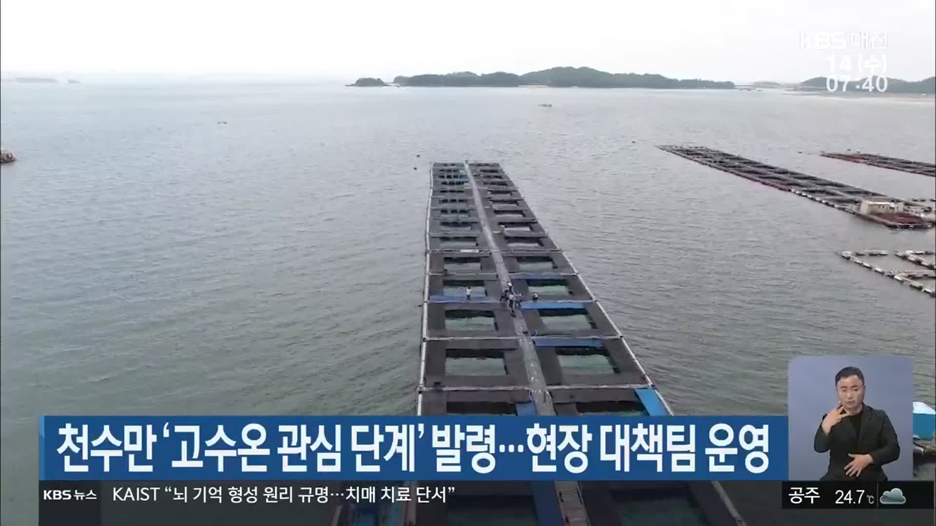 천수만 ‘고수온 관심 단계’ 발령…현장 대책팀 운영