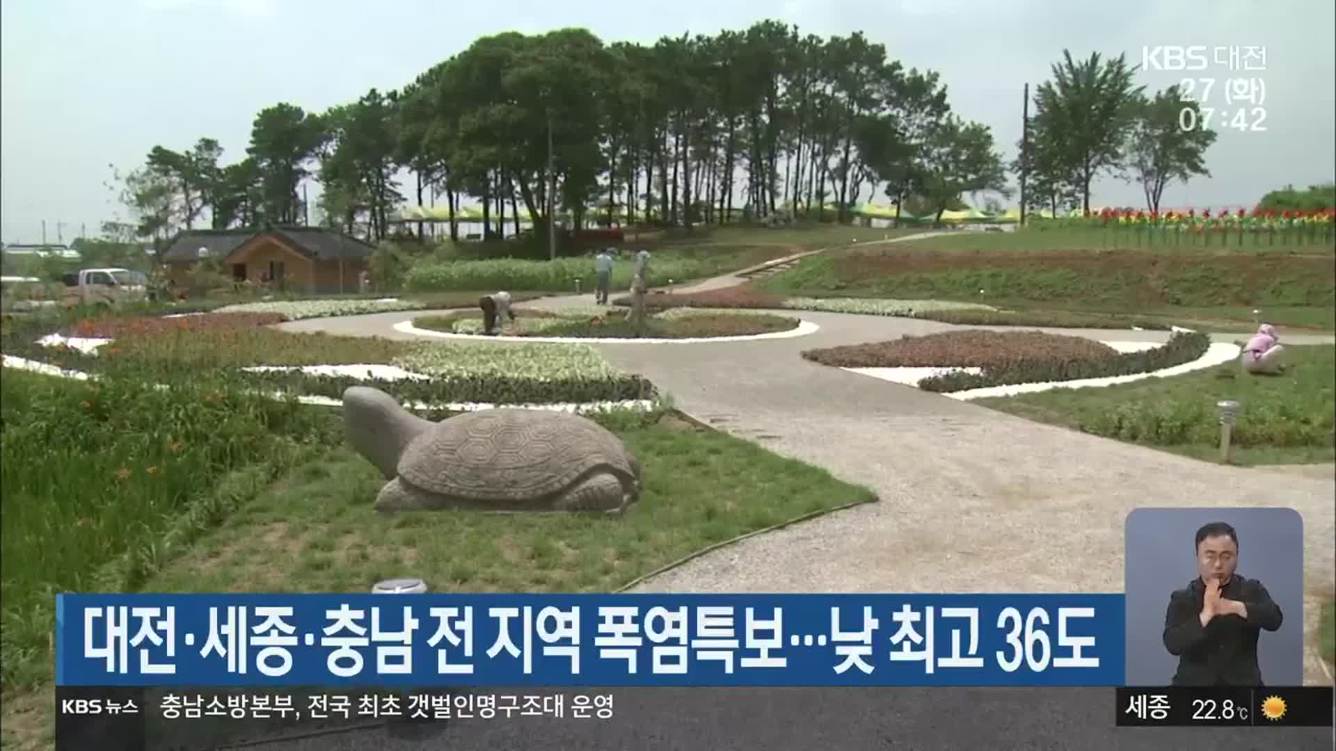 대전·세종·충남 전 지역 폭염특보…낮 최고 36도