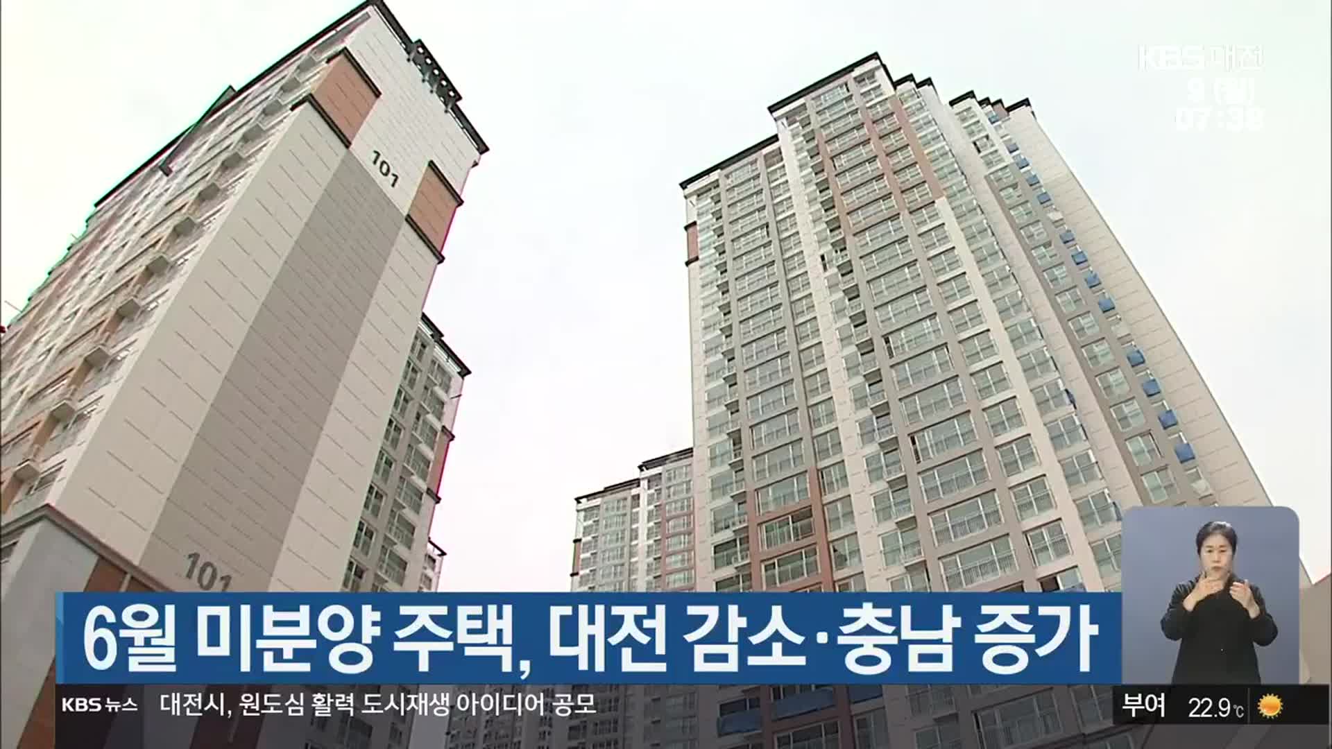 6월 미분양 주택, 대전 감소·충남 증가