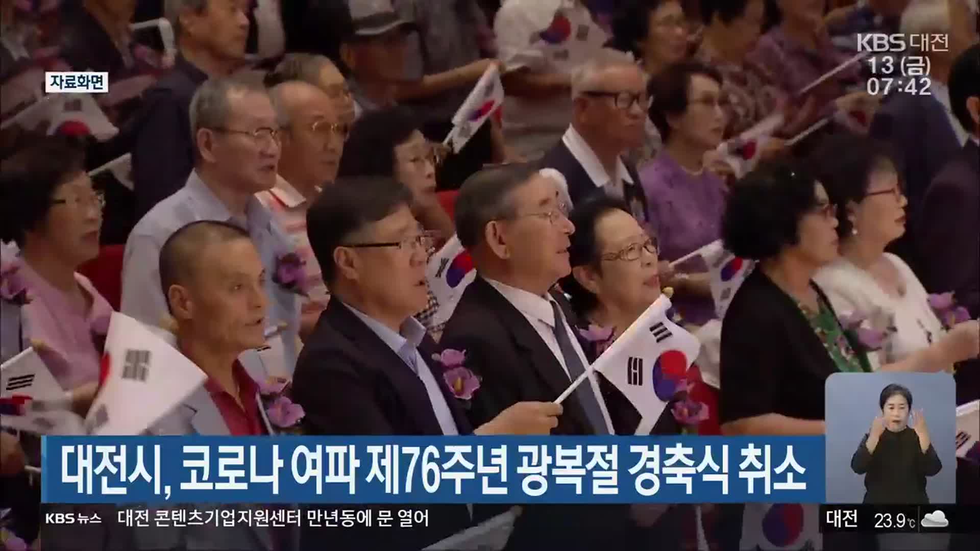 대전시, 코로나19 여파 제76주년 광복절 경축식 취소