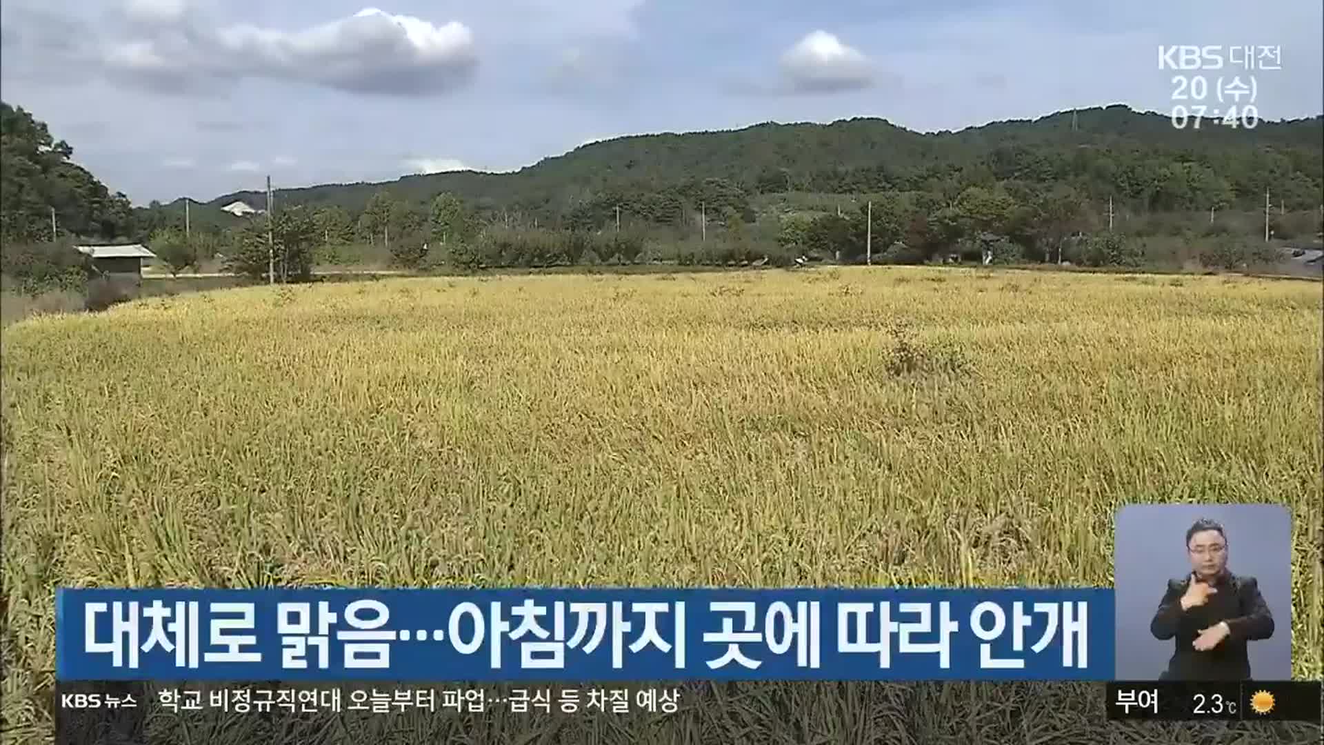 대전·세종·충남 대체로 맑음…아침까지 곳에 따라 안개