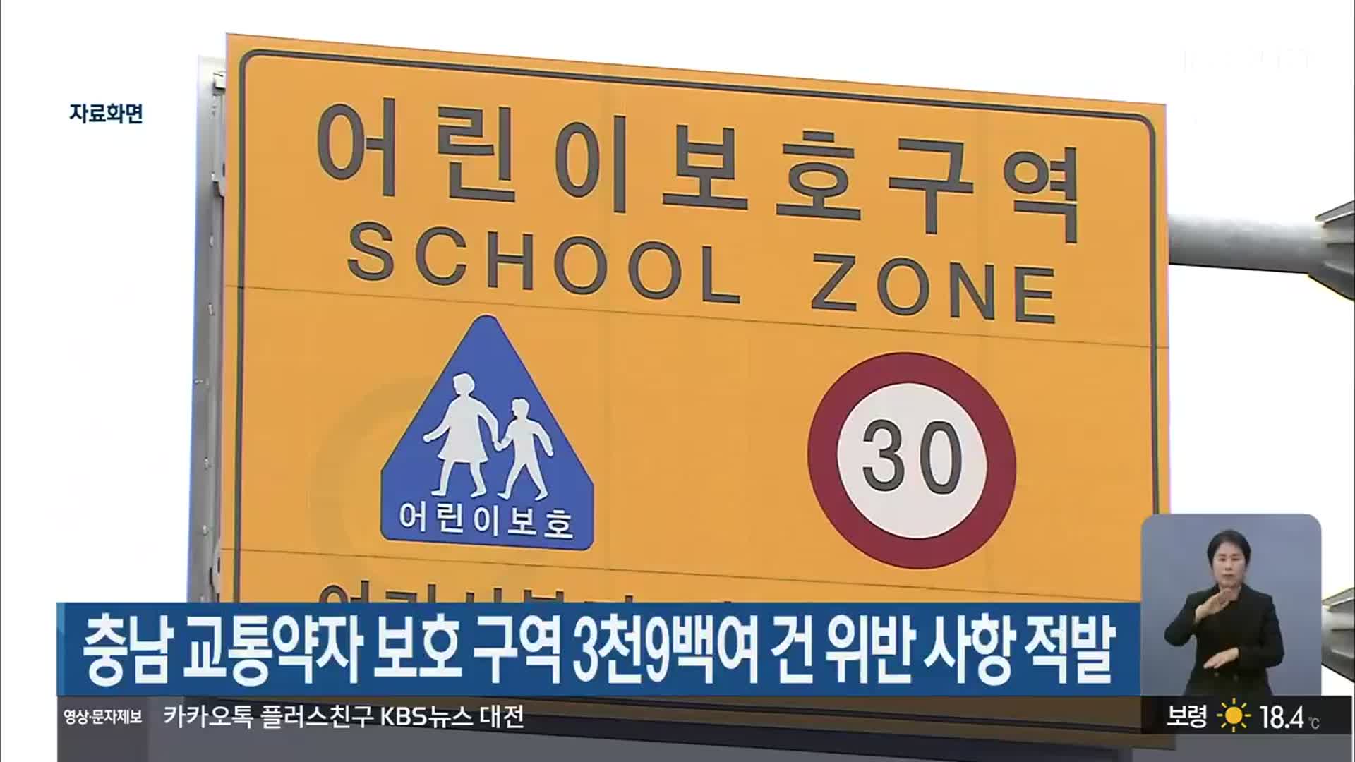 충남 교통약자 보호 구역 3천9백여 건 위반 사항 적발