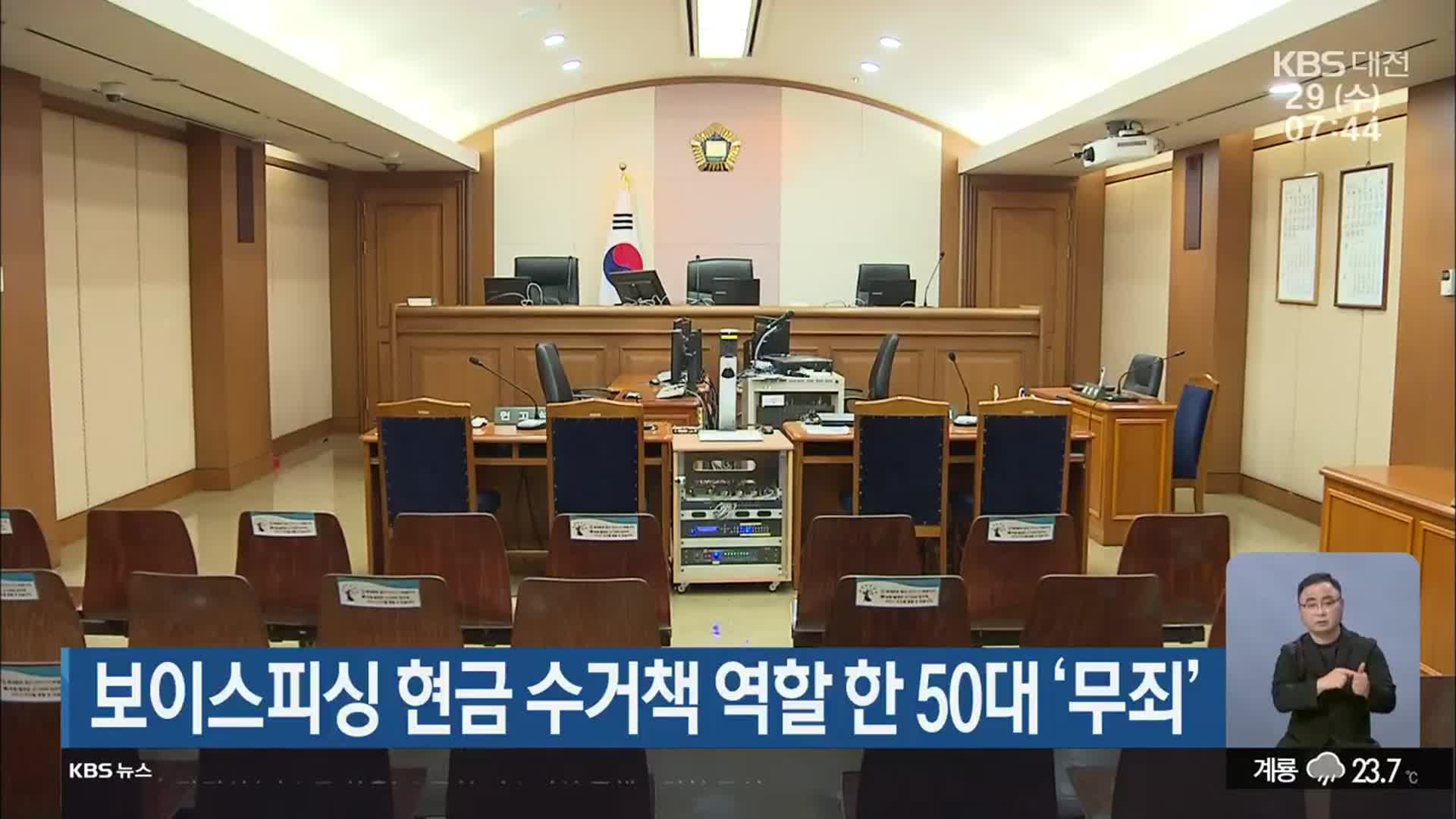 보이스피싱 현금 수거책 역할 한 50대 ‘무죄’