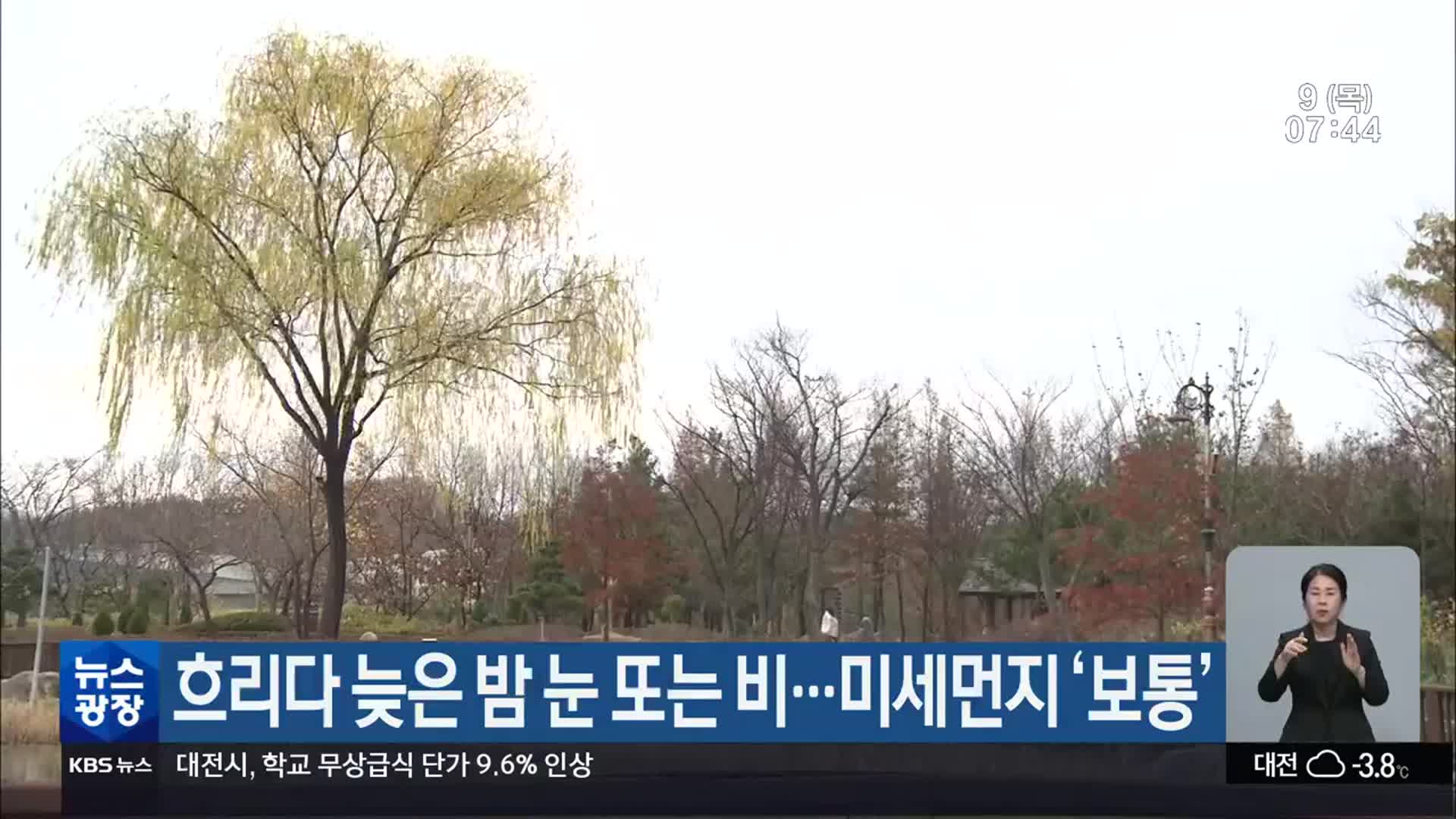 대전·세종·충남 흐리다 늦은 밤 눈 또는 비…미세먼지 ‘보통’