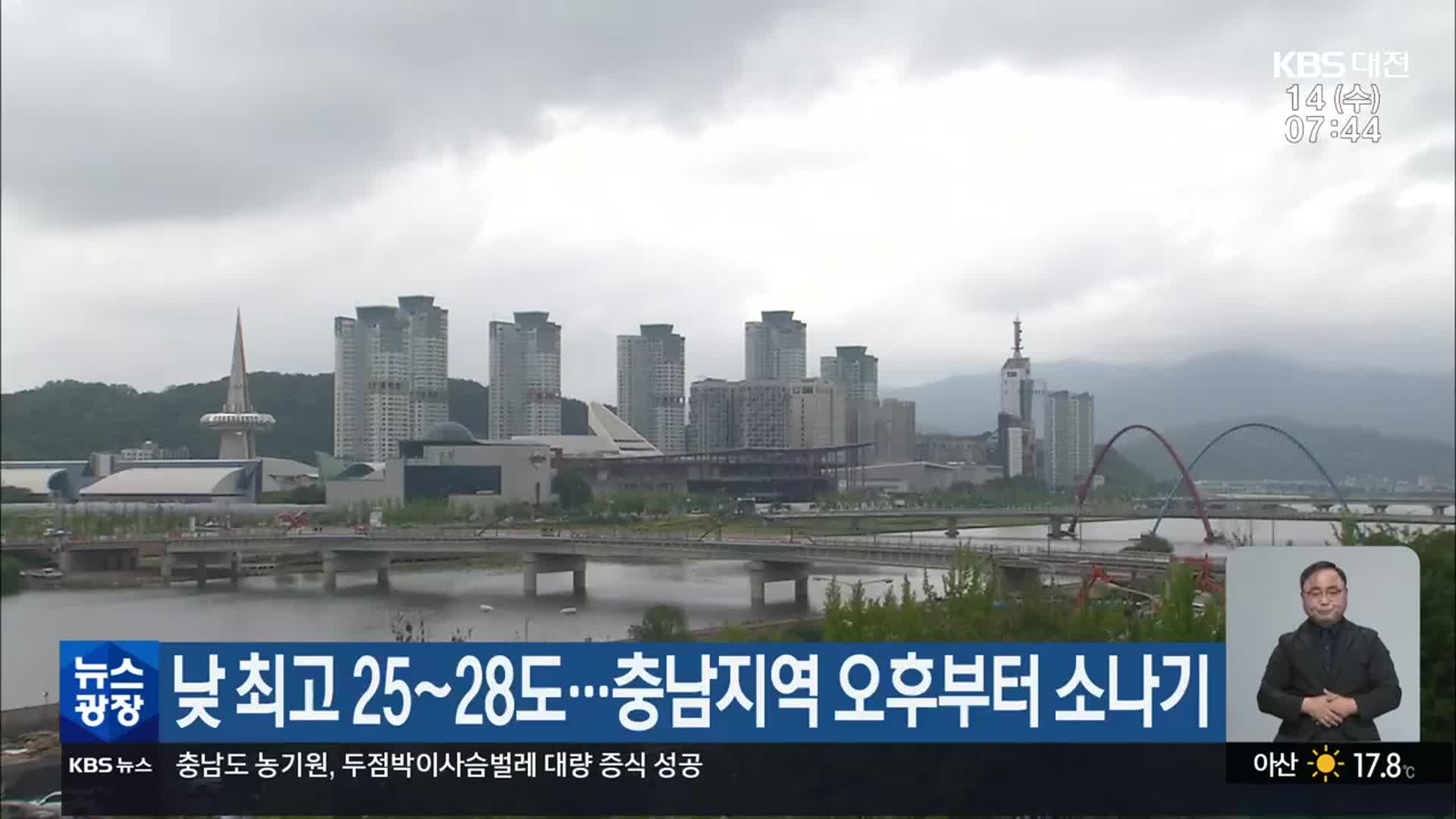 대전·세종·충남 낮 최고 25~28도…충남지역 오후부터 소나기