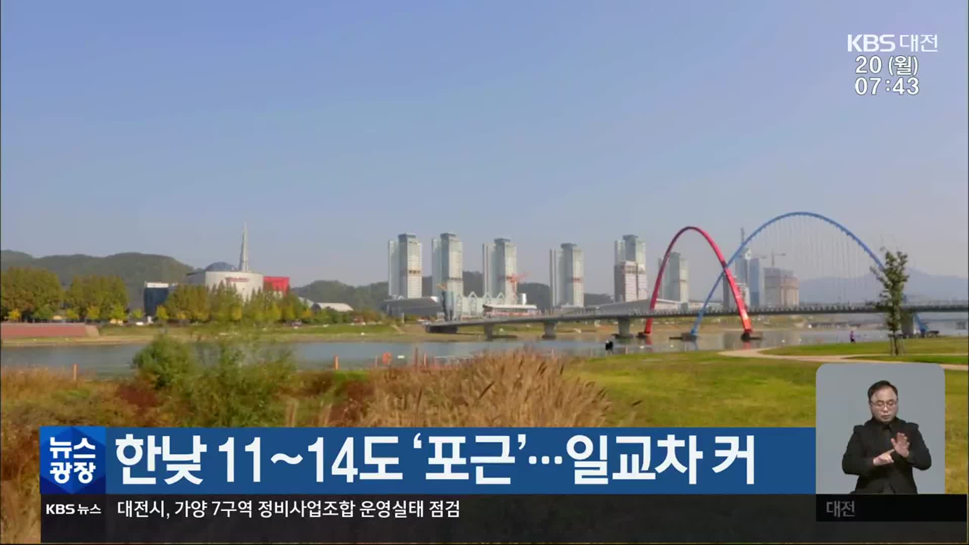 대전·세종·충남 한낮 11~14도 ‘포근’…일교차 커
