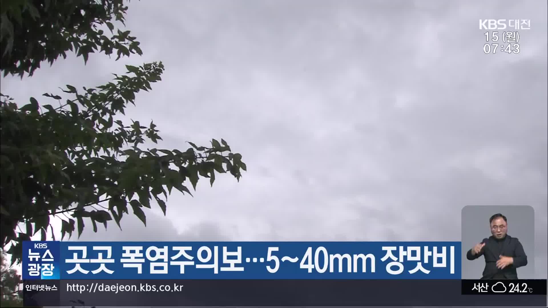 대전·세종·충남 곳곳 폭염주의보…5~40mm 장맛비