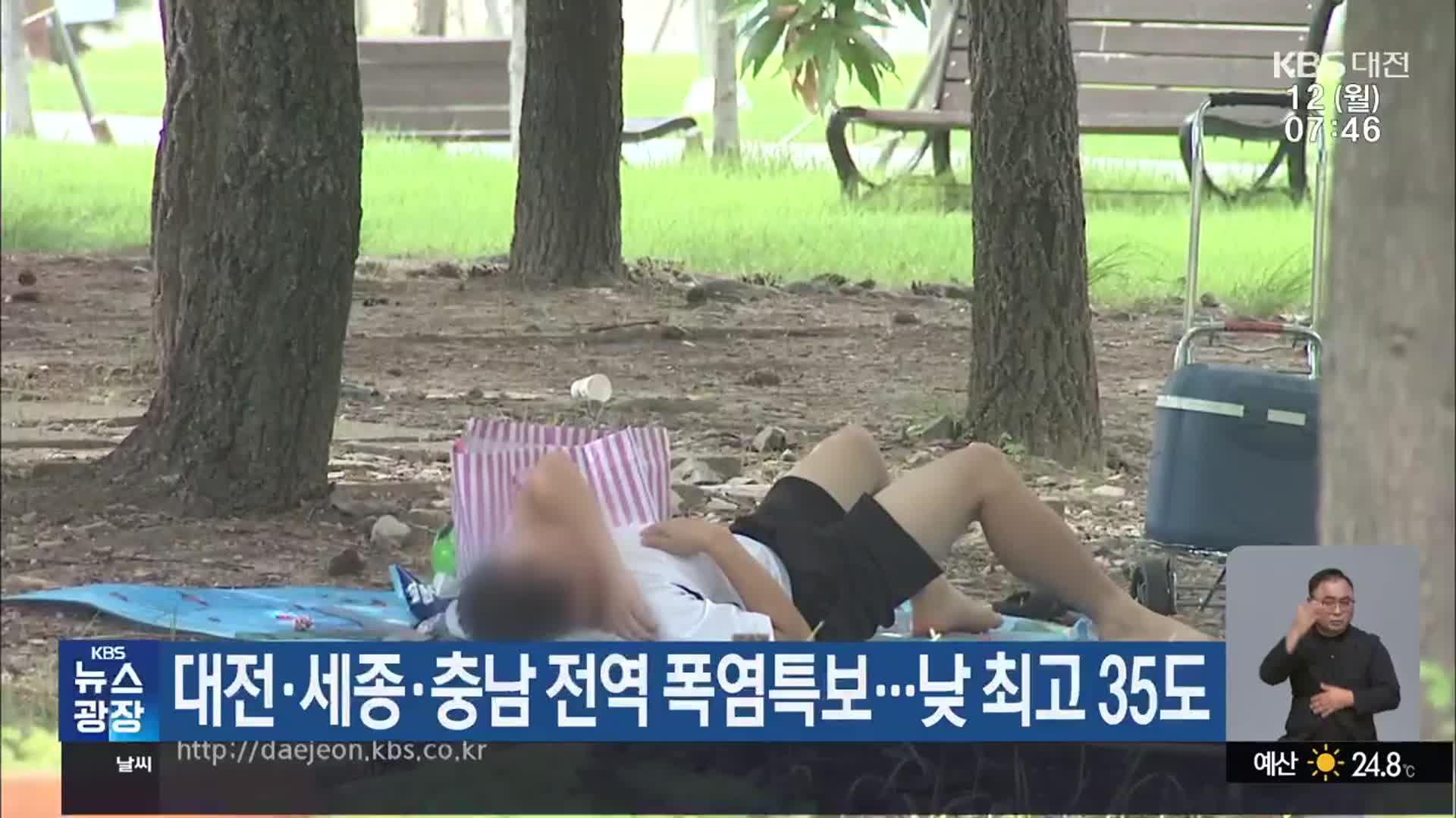 대전·세종·충남 전역 폭염특보…낮 최고 35도