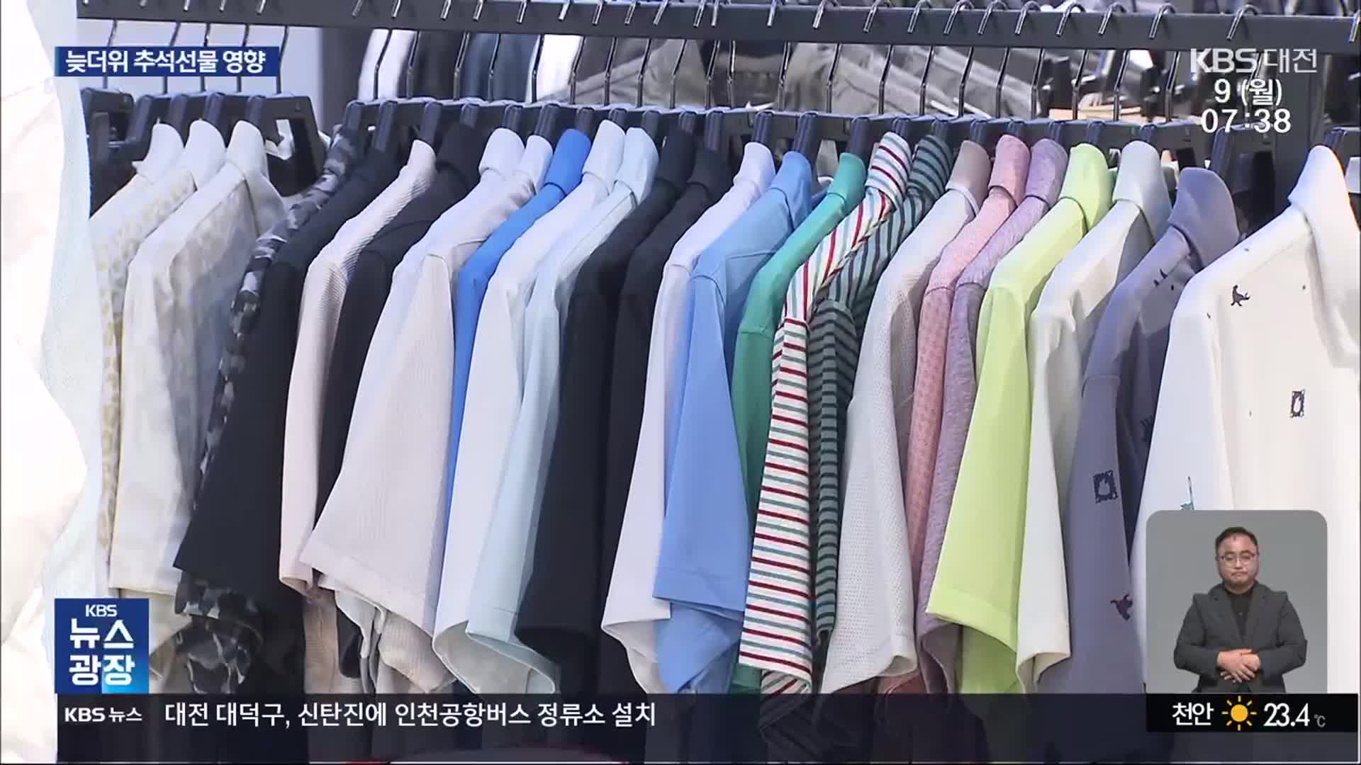 늦더위에 반팔·선풍기 여전…추석선물도 영향