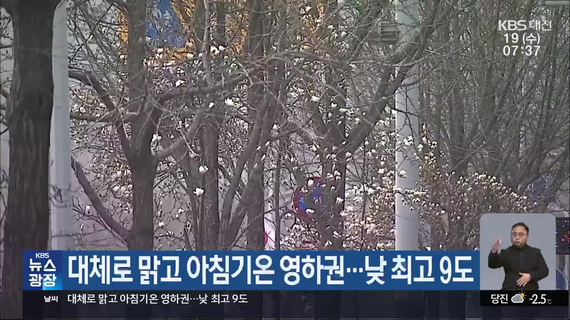 대전·세종·충남 대체로 맑고 아침기온 영하권…낮 최고 9도