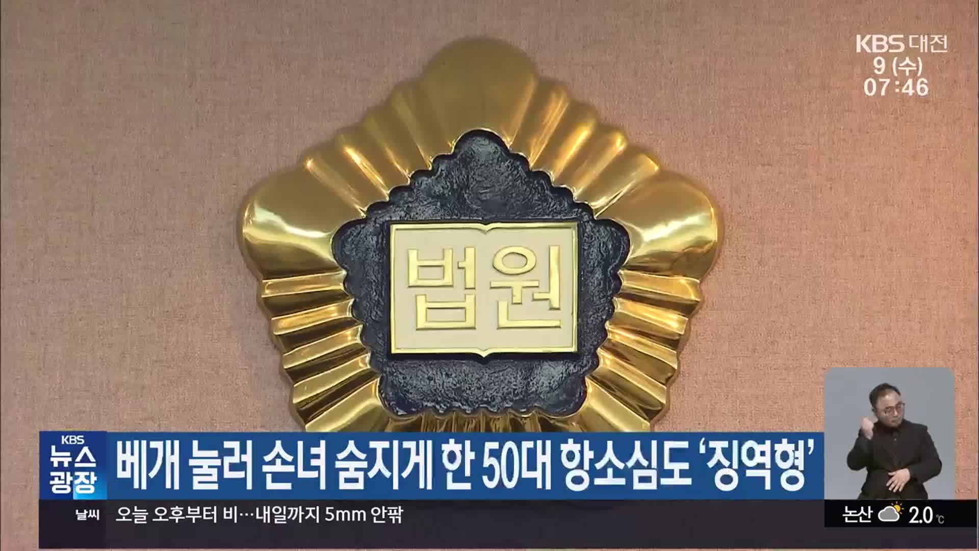 베개 눌러 손녀 숨지게 한 50대 항소심도 ‘징역형’