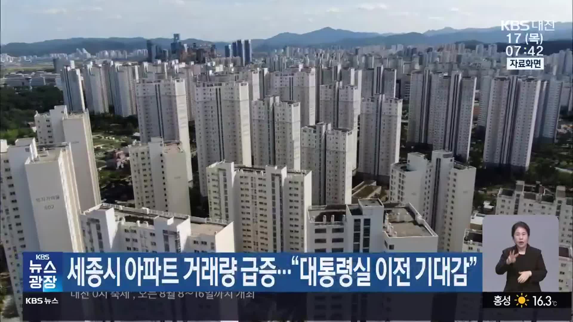 세종시 아파트 거래량 급증…“대통령실 이전 기대감”