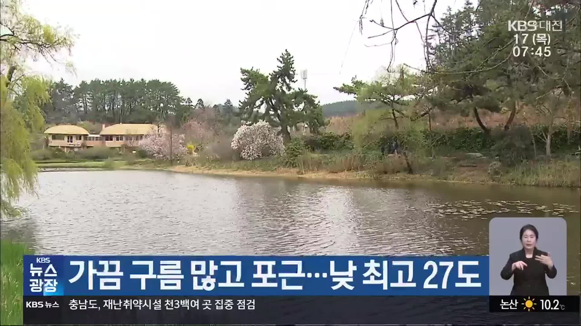 대전·세종·충남 가끔 구름 많고 포근…낮 최고 27도