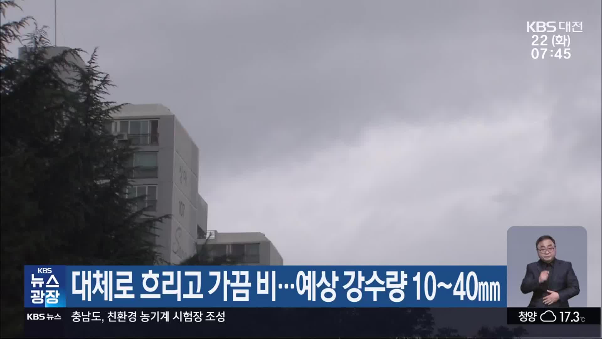 대전·세종·충남 대체로 흐리고 가끔 비…예상 강수량 10~40㎜