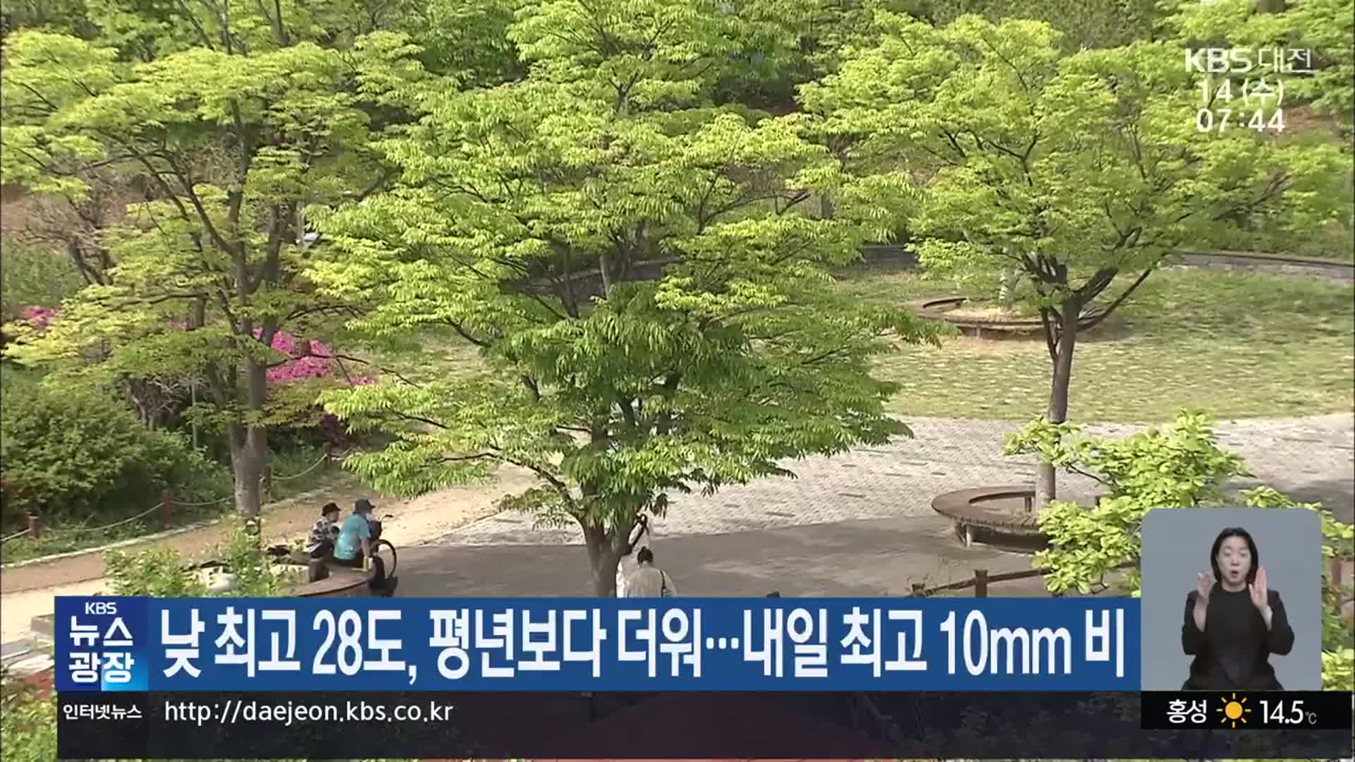 대전·세종·충남 낮 최고 28도, 평년보다 더워…내일 최고 10mm 비
