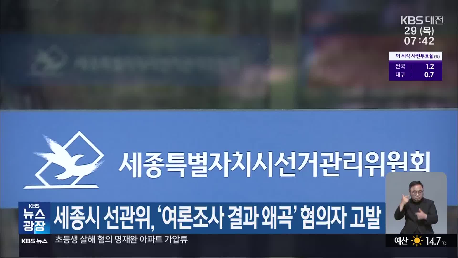 세종시 선관위, ‘여론조사 결과 왜곡’ 혐의자 고발