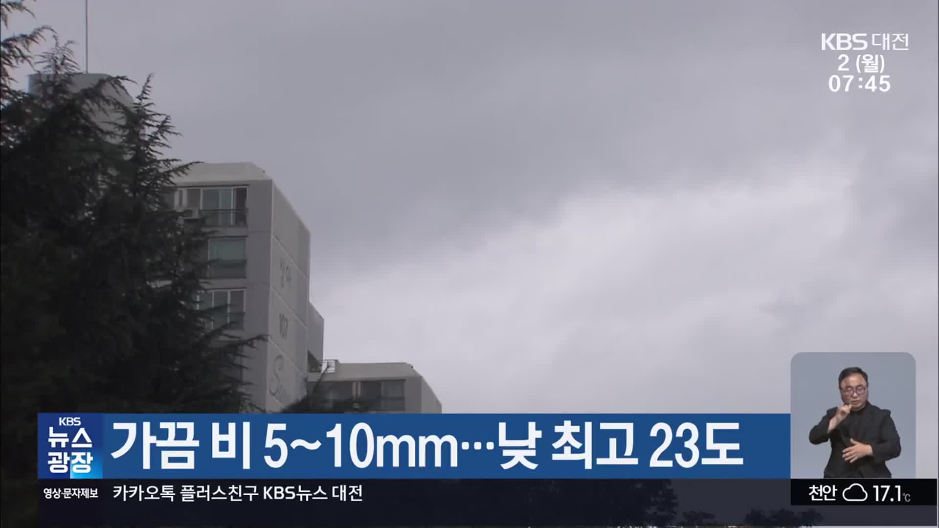 대전·세종·충남 가끔 비 5~10mm…낮 최고 23도