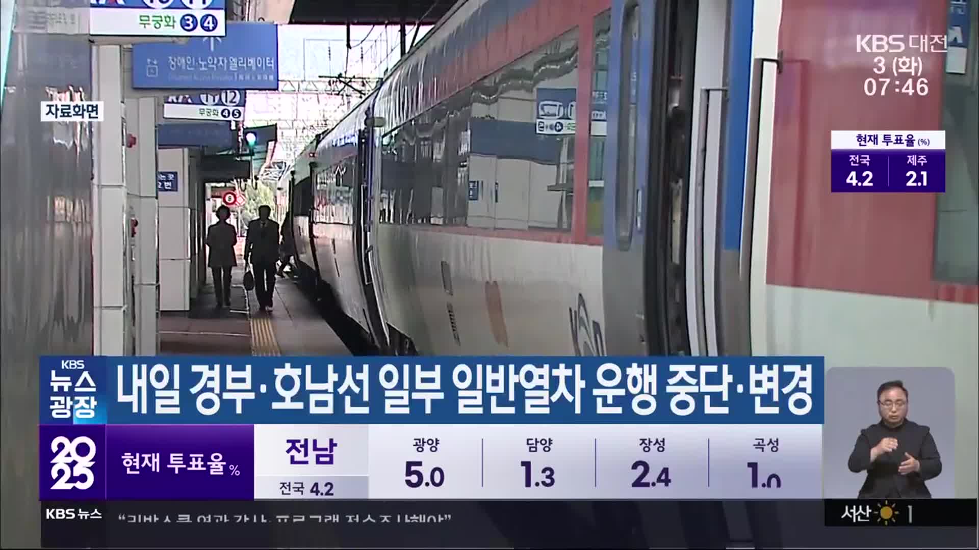 내일 경부·호남선 일부 일반열차 운행 중단·변경