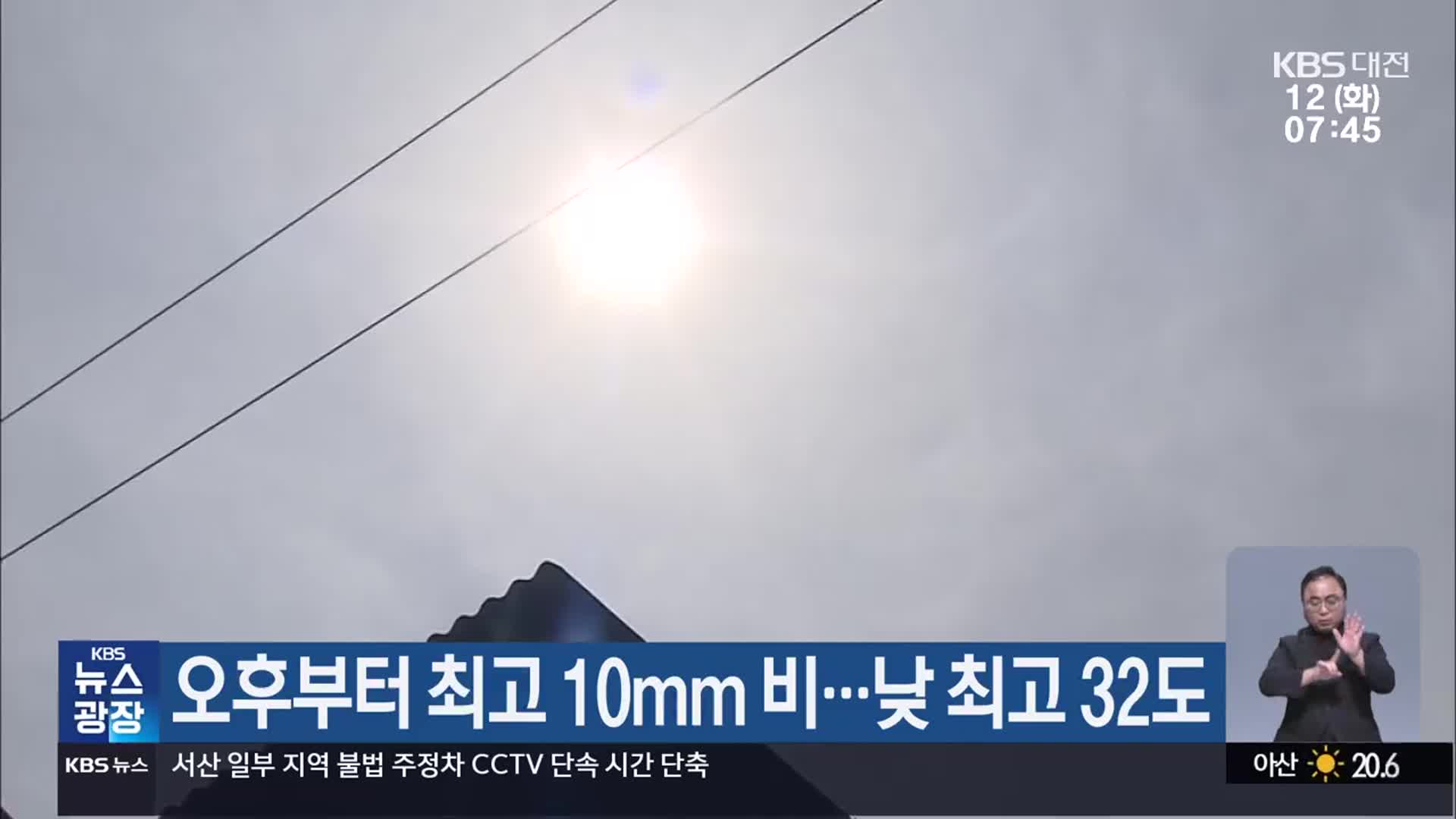 대전·세종·충남 오후부터 최고 10mm 비…낮 최고 32도