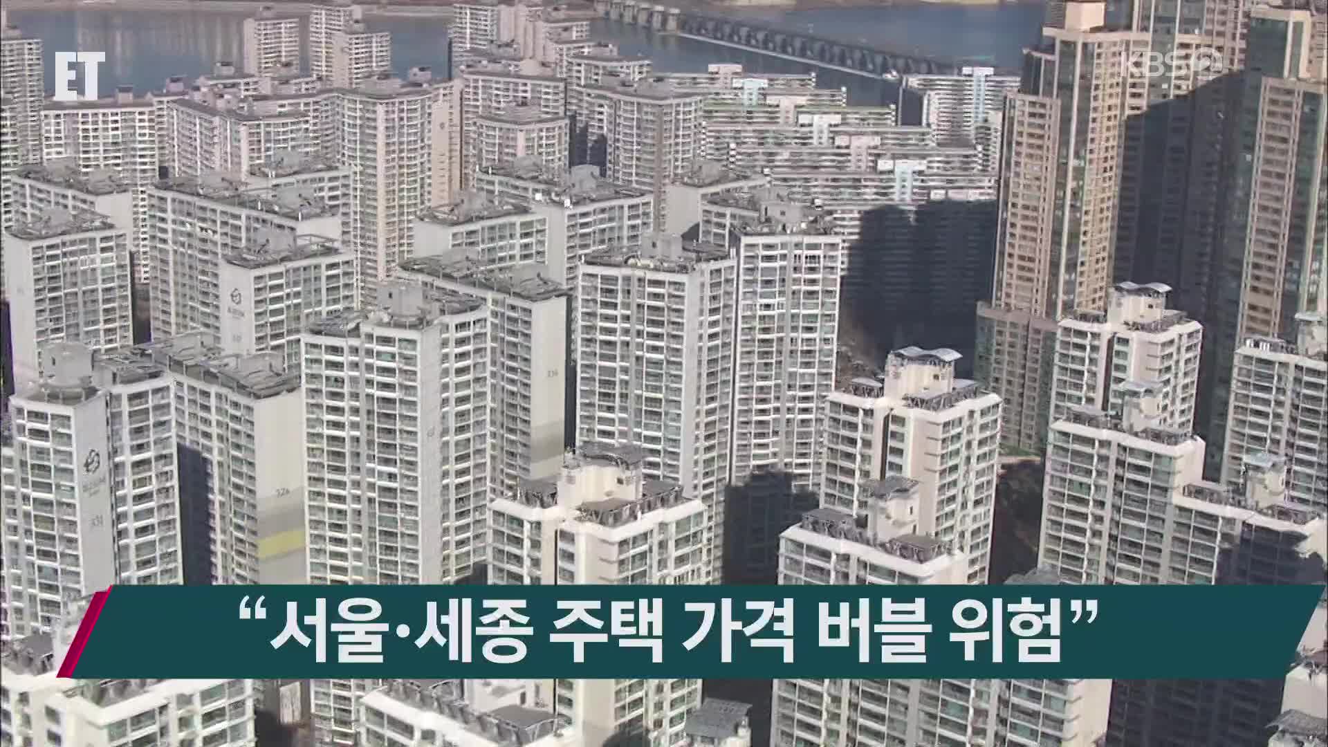 “서울·세종 주택 가격 버블 위험”