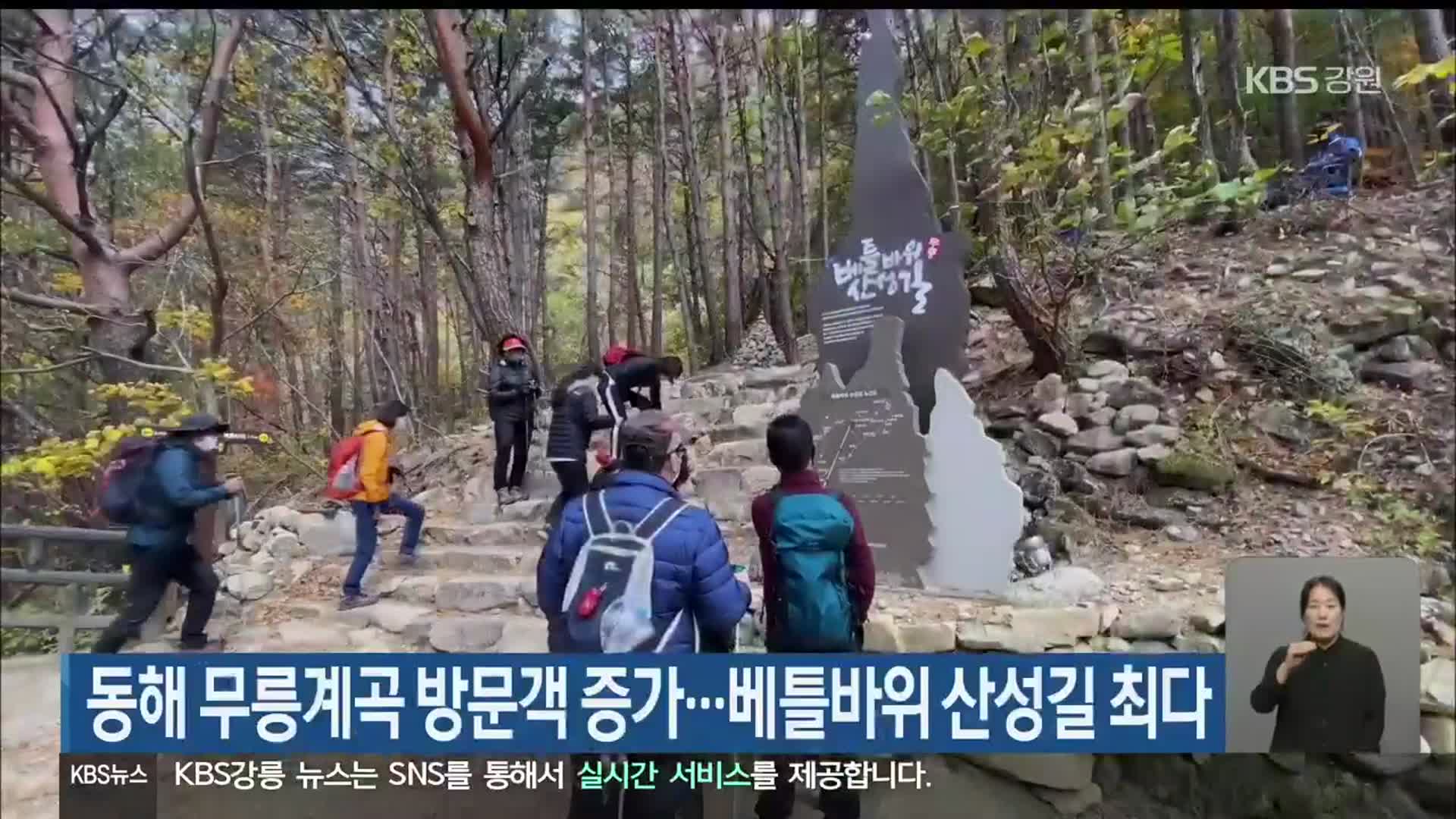 동해 무릉계곡 방문객 증가…베틀바위 산성길 최다