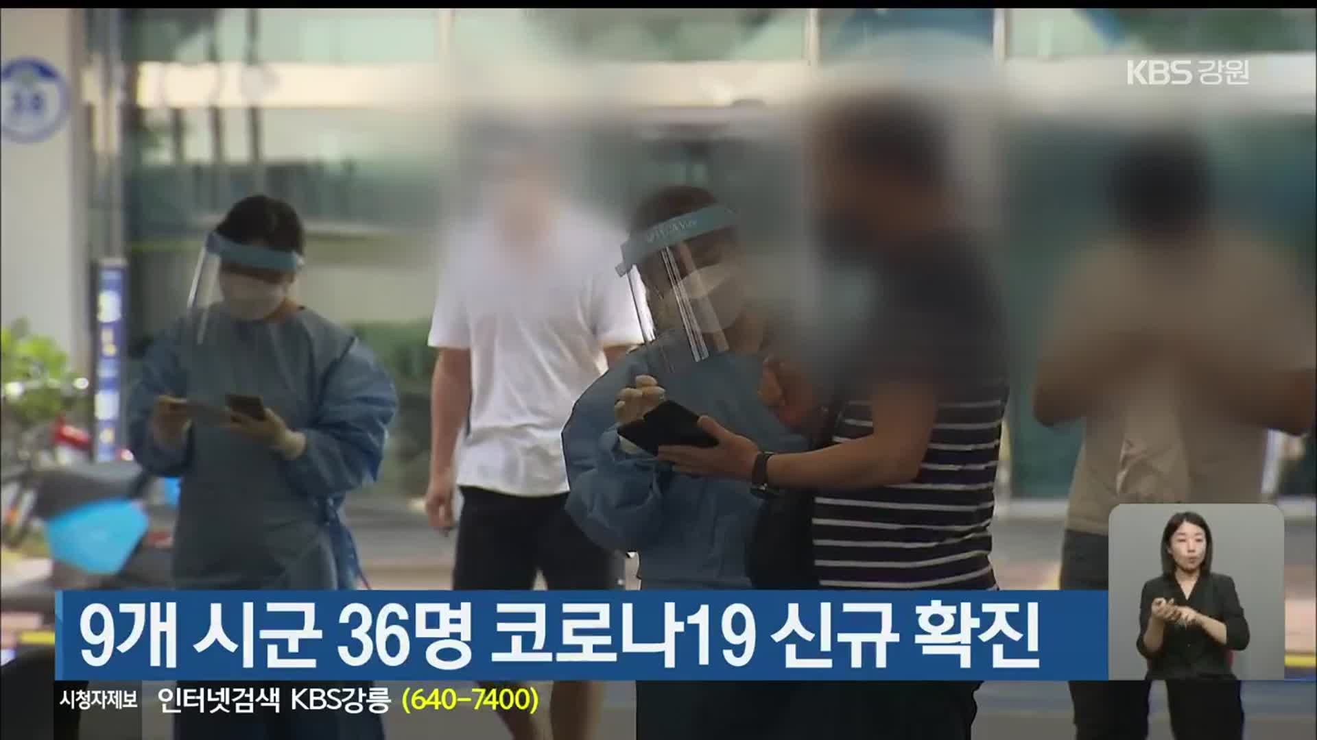 강원 9개 시군 36명 코로나19 신규 확진