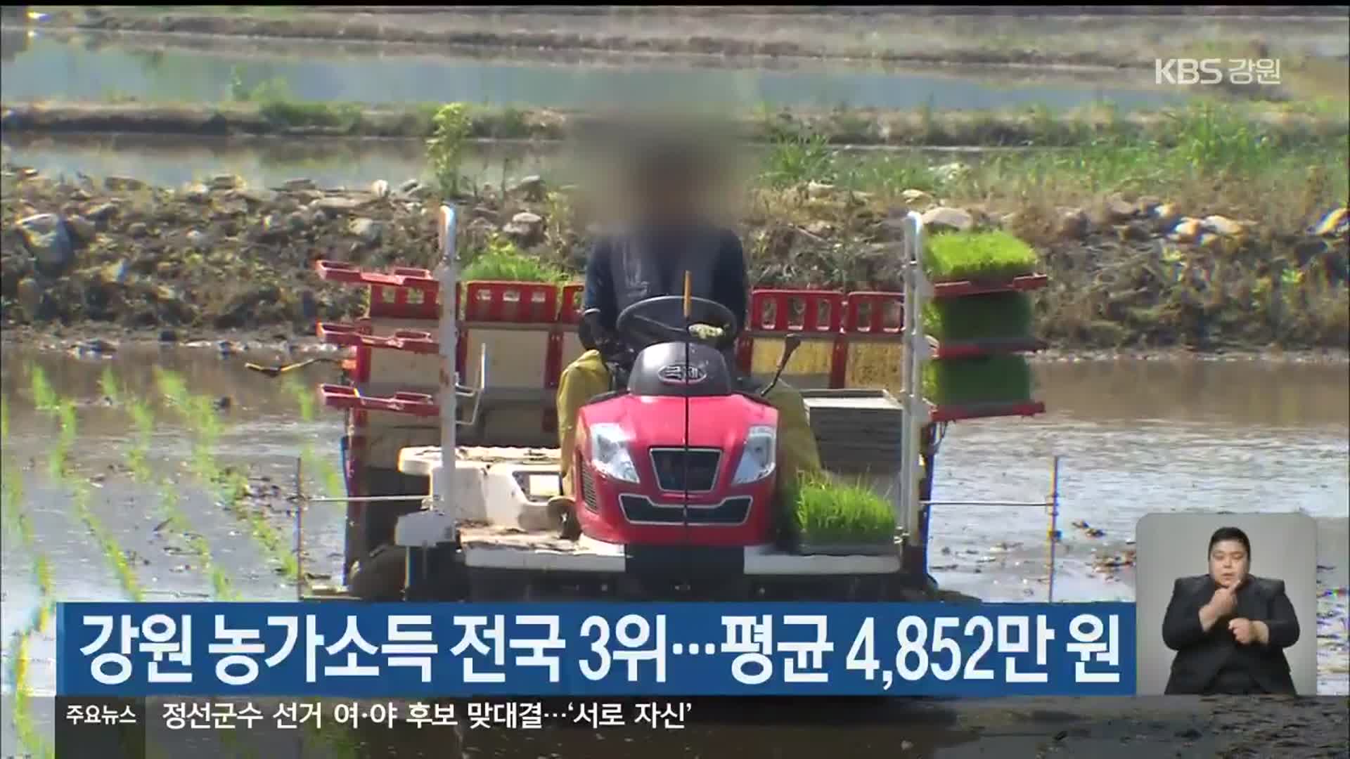 강원 농가소득 전국 3위…평균 4,852만 원