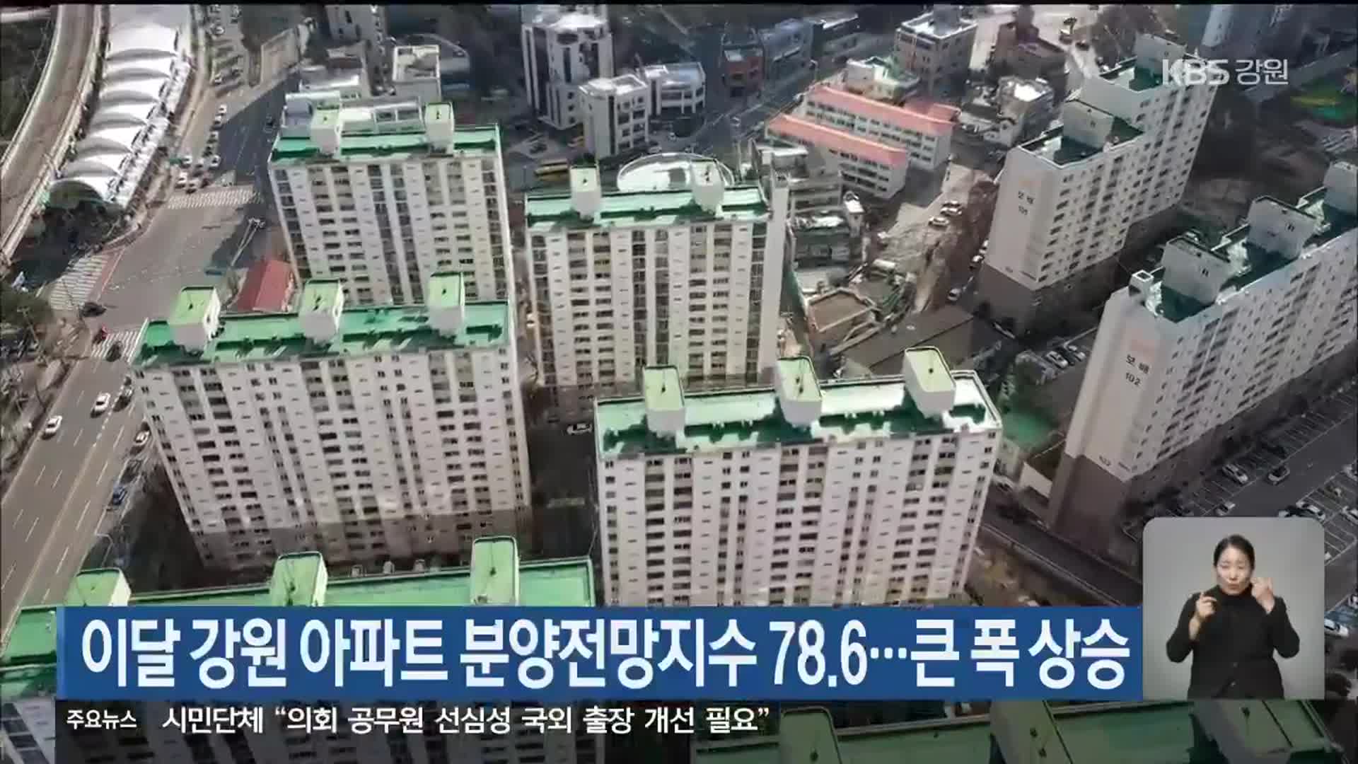 이달 강원 아파트 분양전망지수 78.6…큰 폭 상승