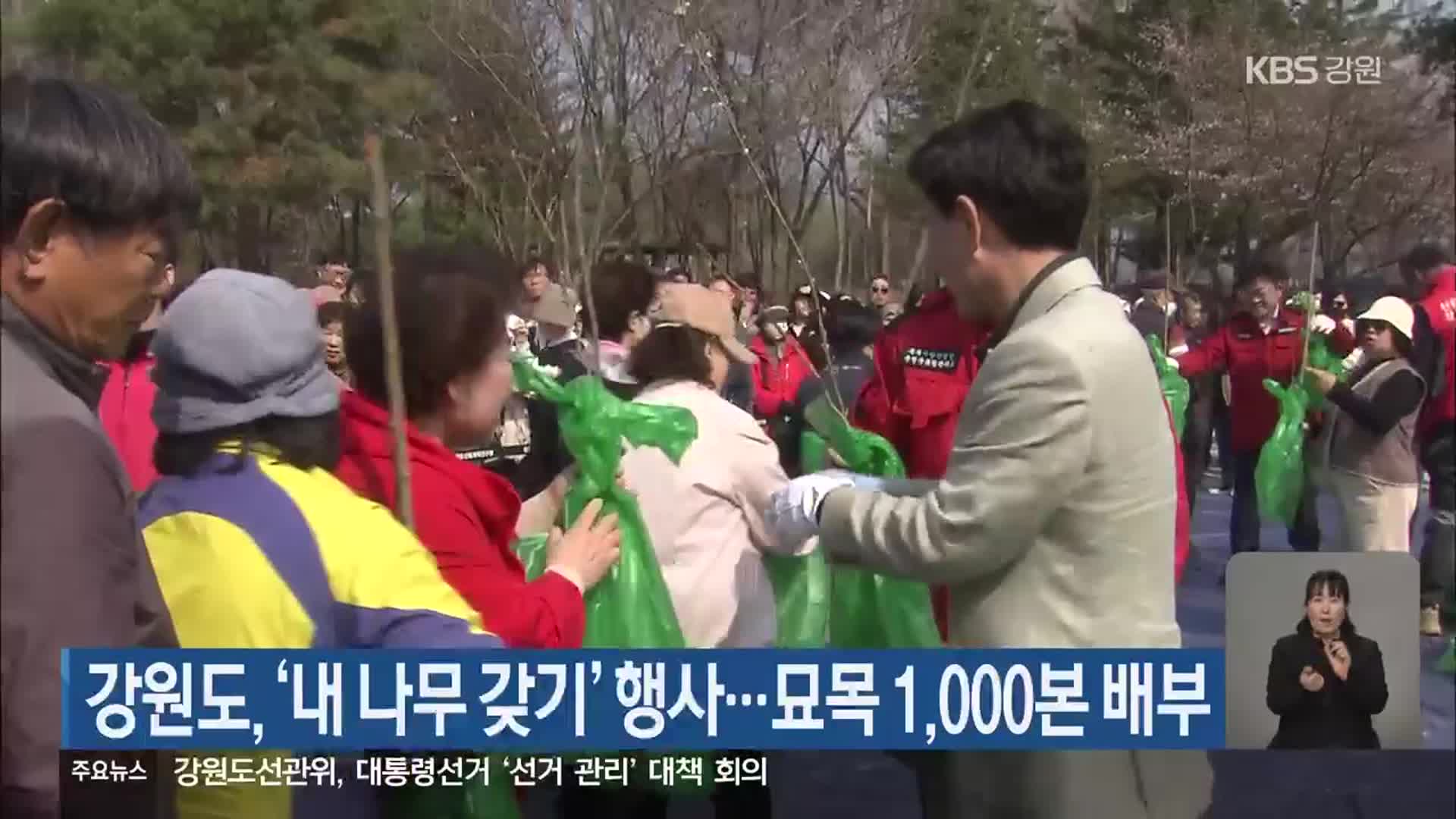 강원도, ‘내 나무 갖기’ 행사…묘목 1,000본 배부