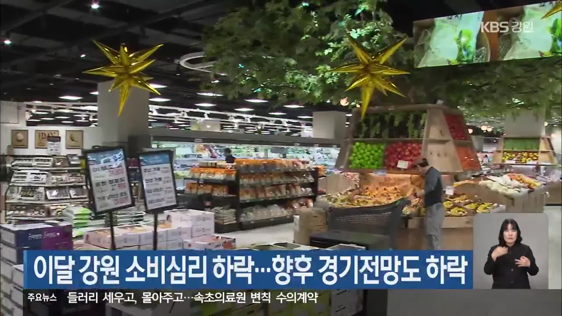 이달 강원 소비심리 하락…향후 경기전망도 하락