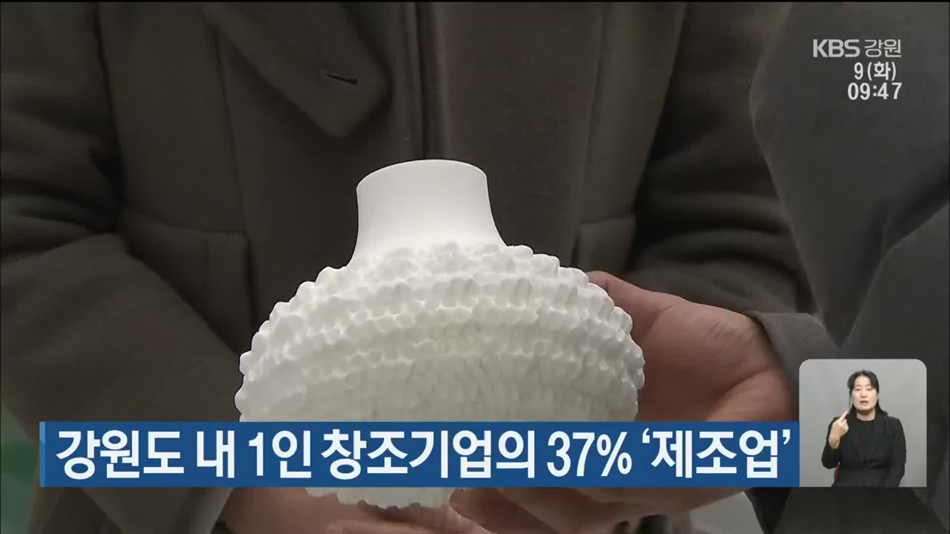 강원도 내 1인 창조기업의 37%가 ‘제조업’