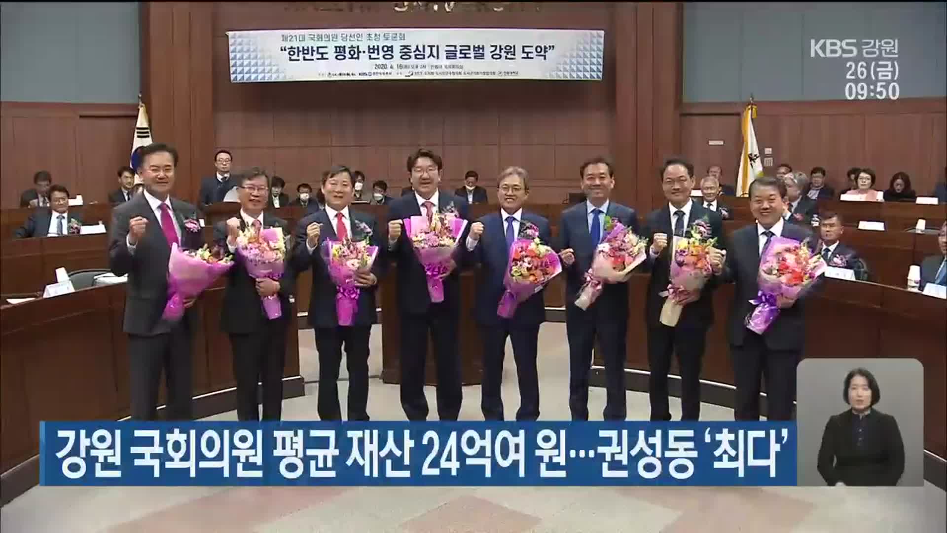 강원 국회의원 평균 재산 24억여 원…권성동 ‘최다’
