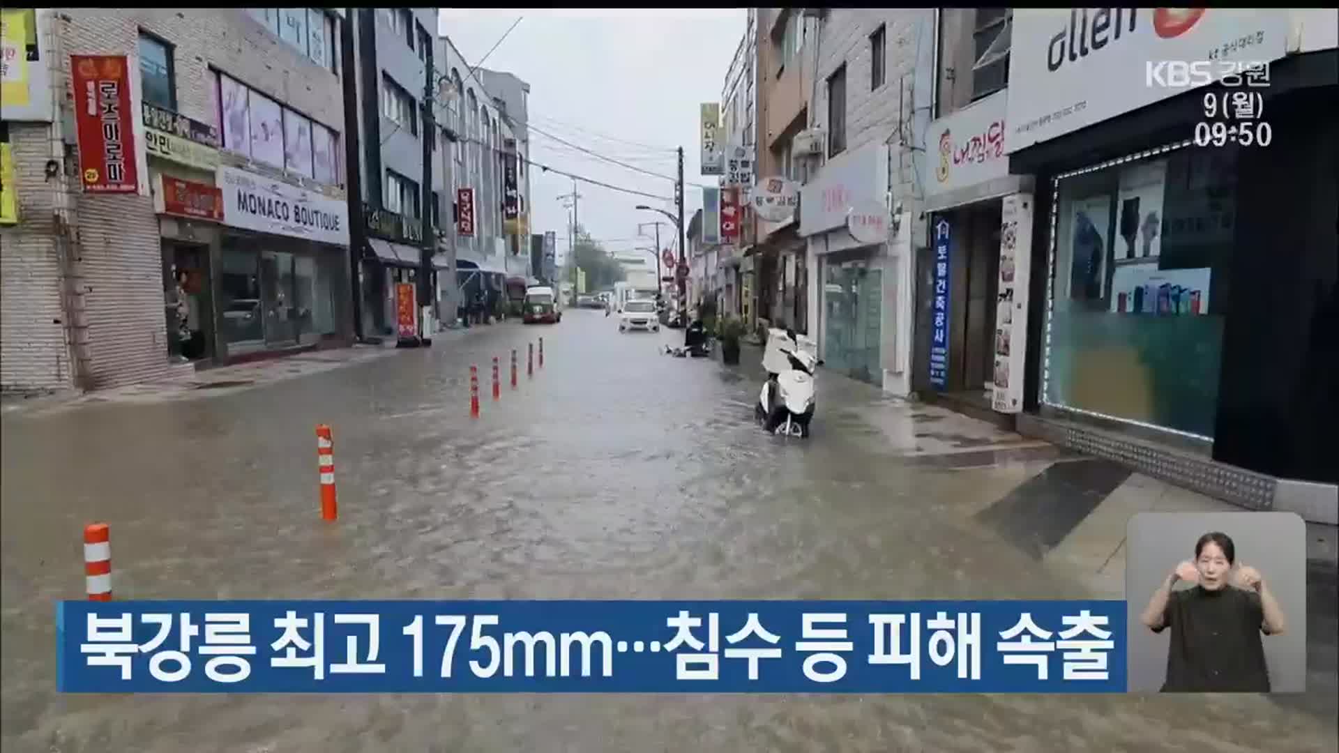 북강릉 최고 175㎜…침수 등 피해 속출