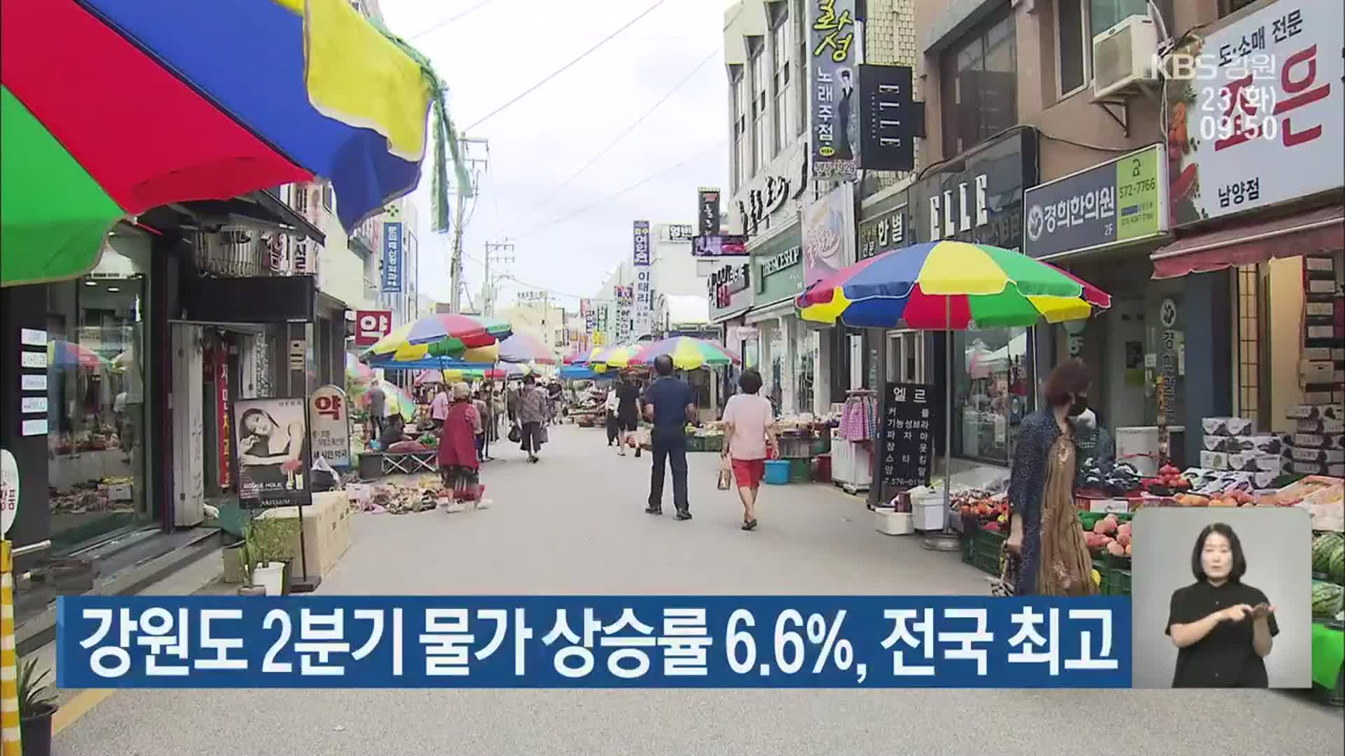 강원도 2분기 물가 상승률 6.6%, 전국 최고