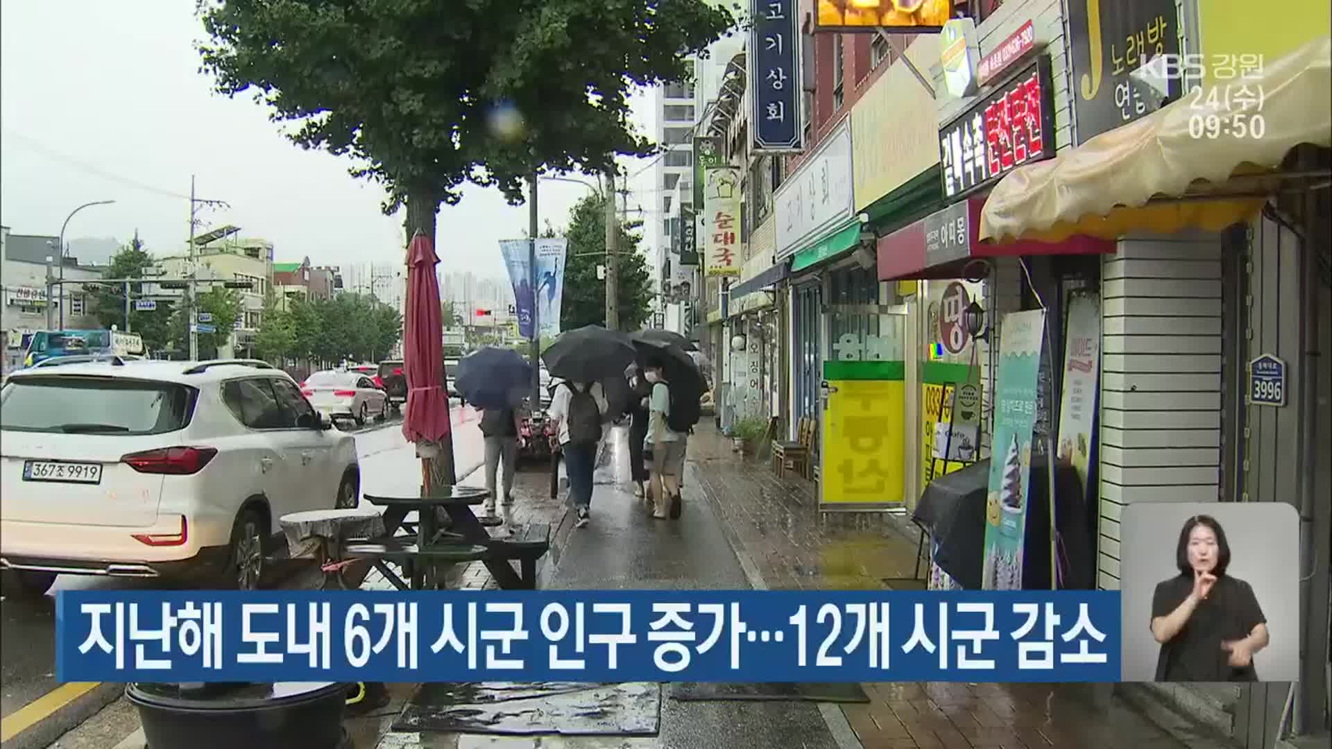 지난해 도내 6개 시군 인구 증가…12개 시군 감소