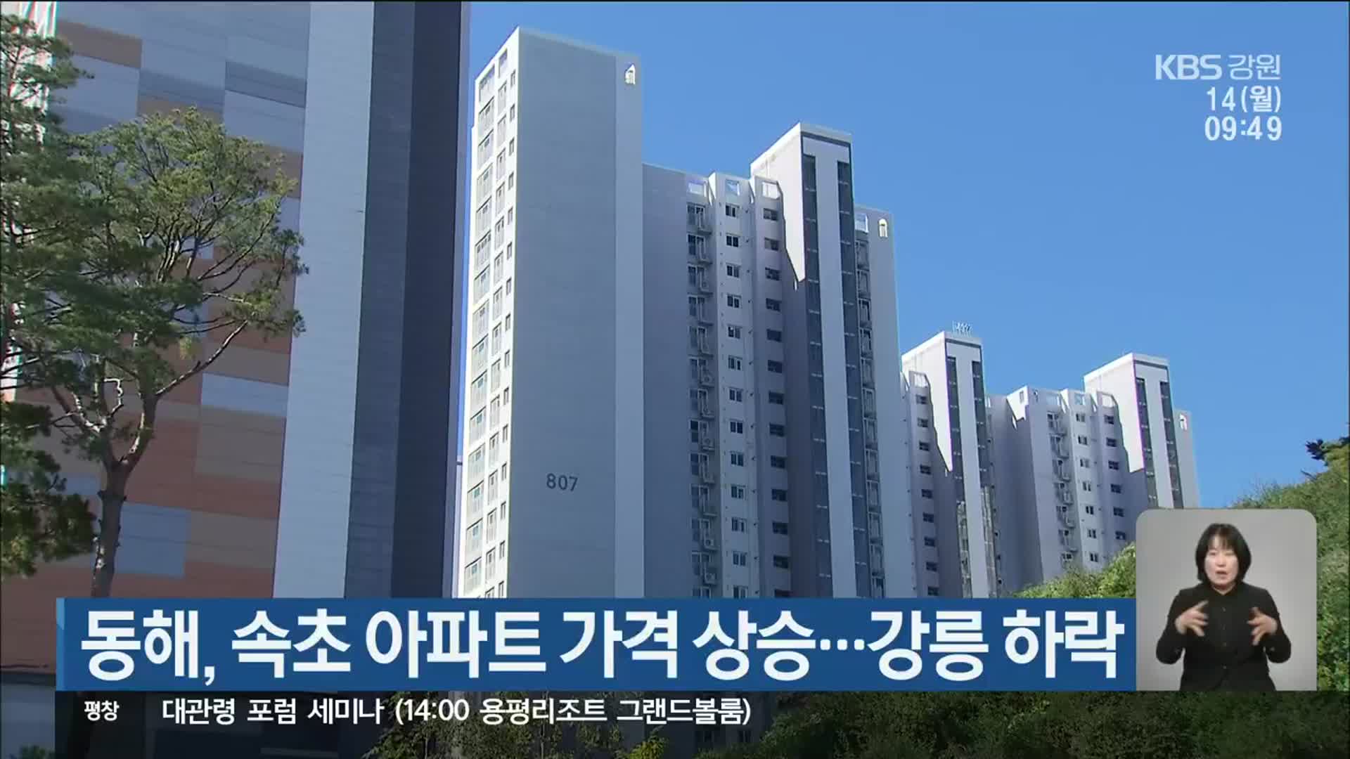 동해·속초 아파트 가격 상승…강릉 하락