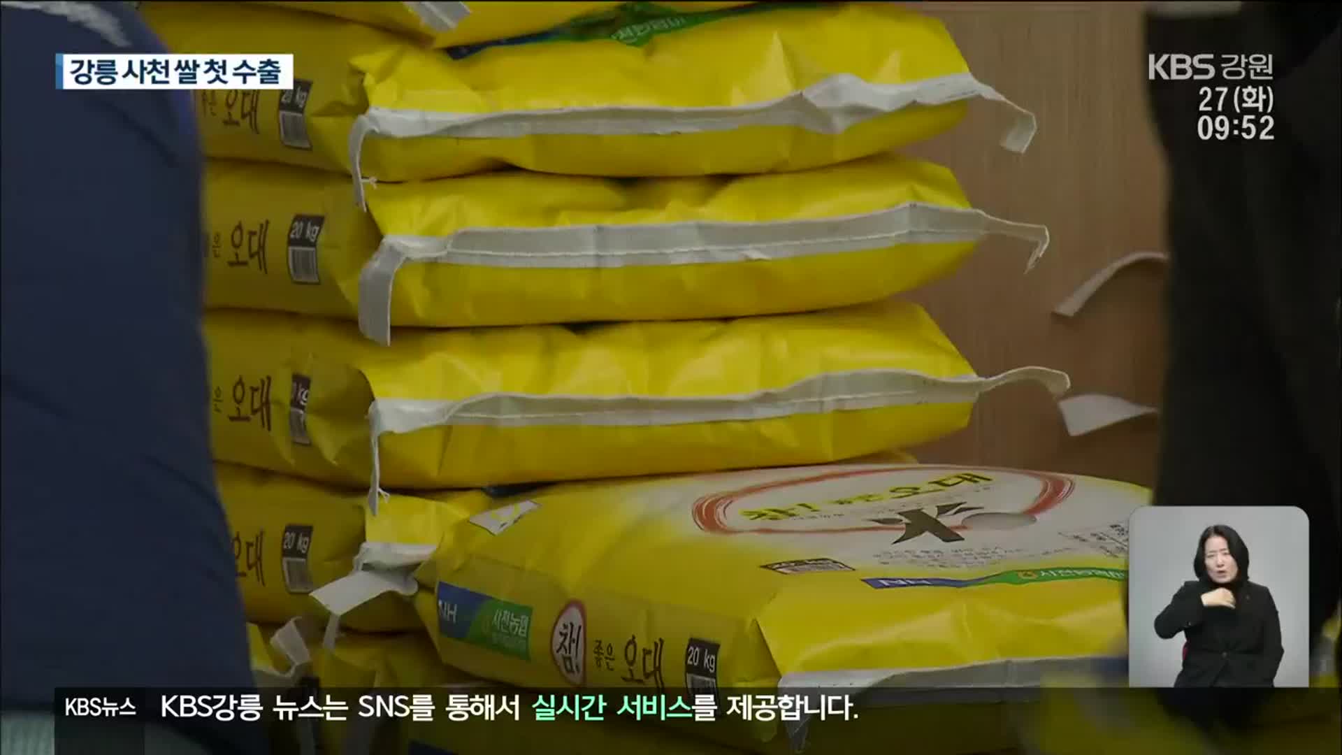 강릉에서 첫 쌀 수출…안정적 판로 확보 기대