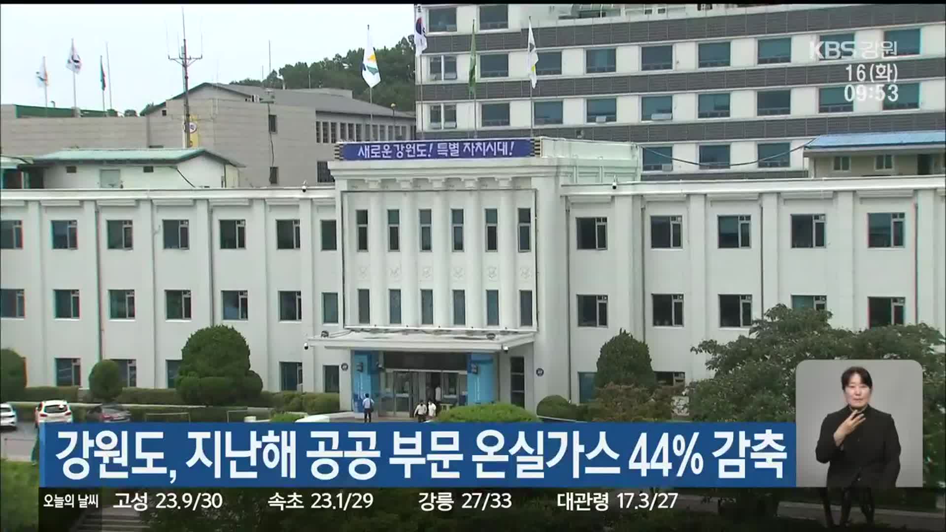 강원도, 지난해 공공 부문 온실가스 44% 감축