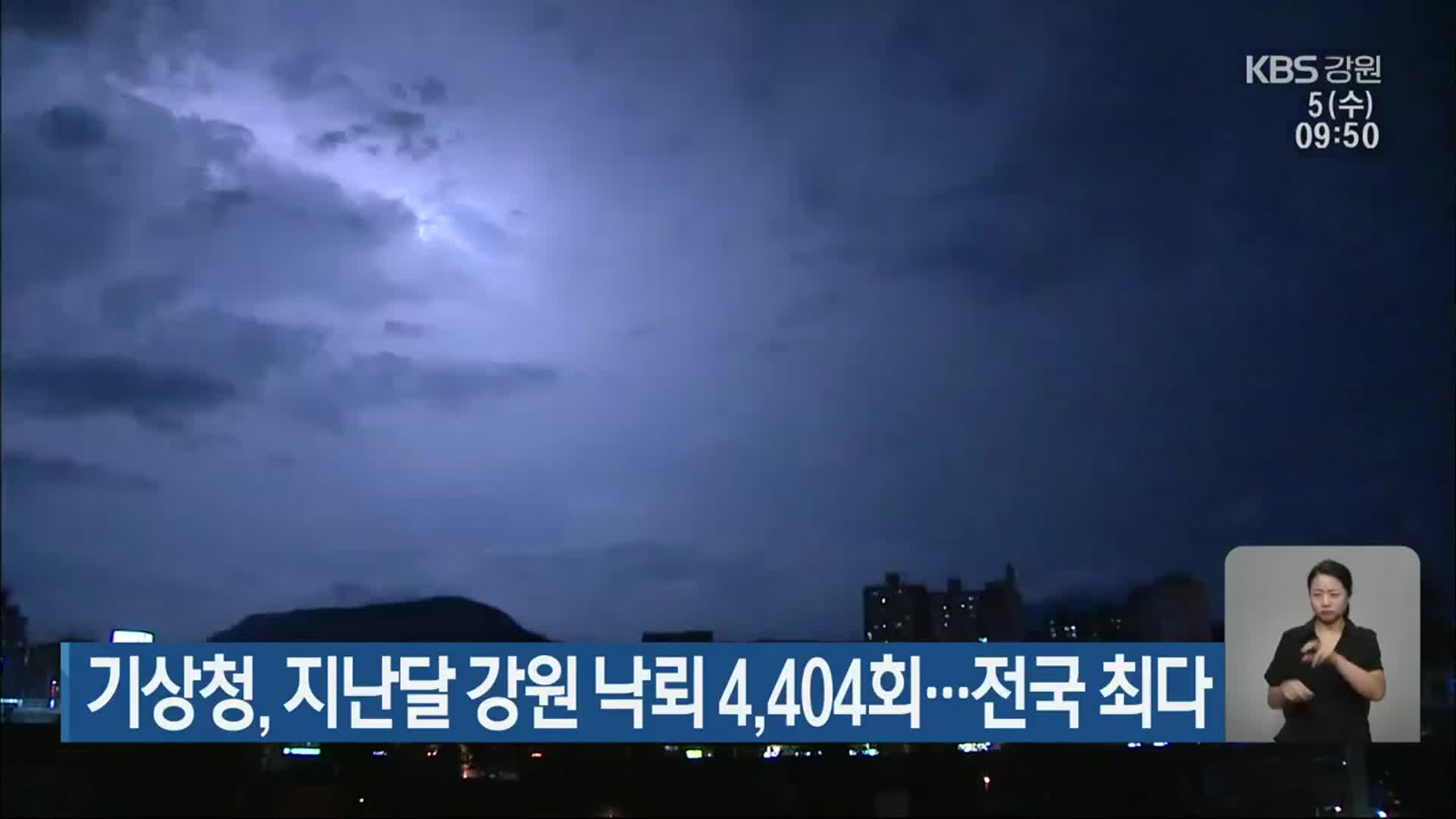 기상청, 지난달 강원 낙뢰 4,404회…전국 최다