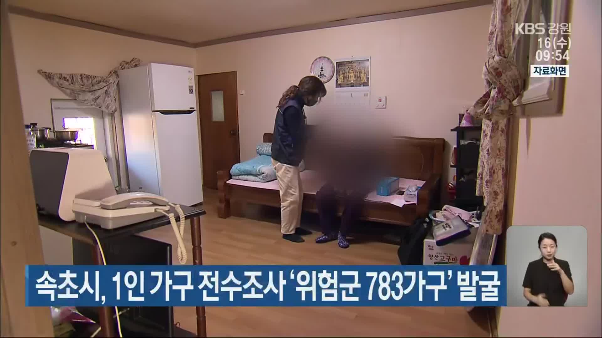 속초시, 1인 가구 전수조사 ‘위험군 783가구’ 발굴