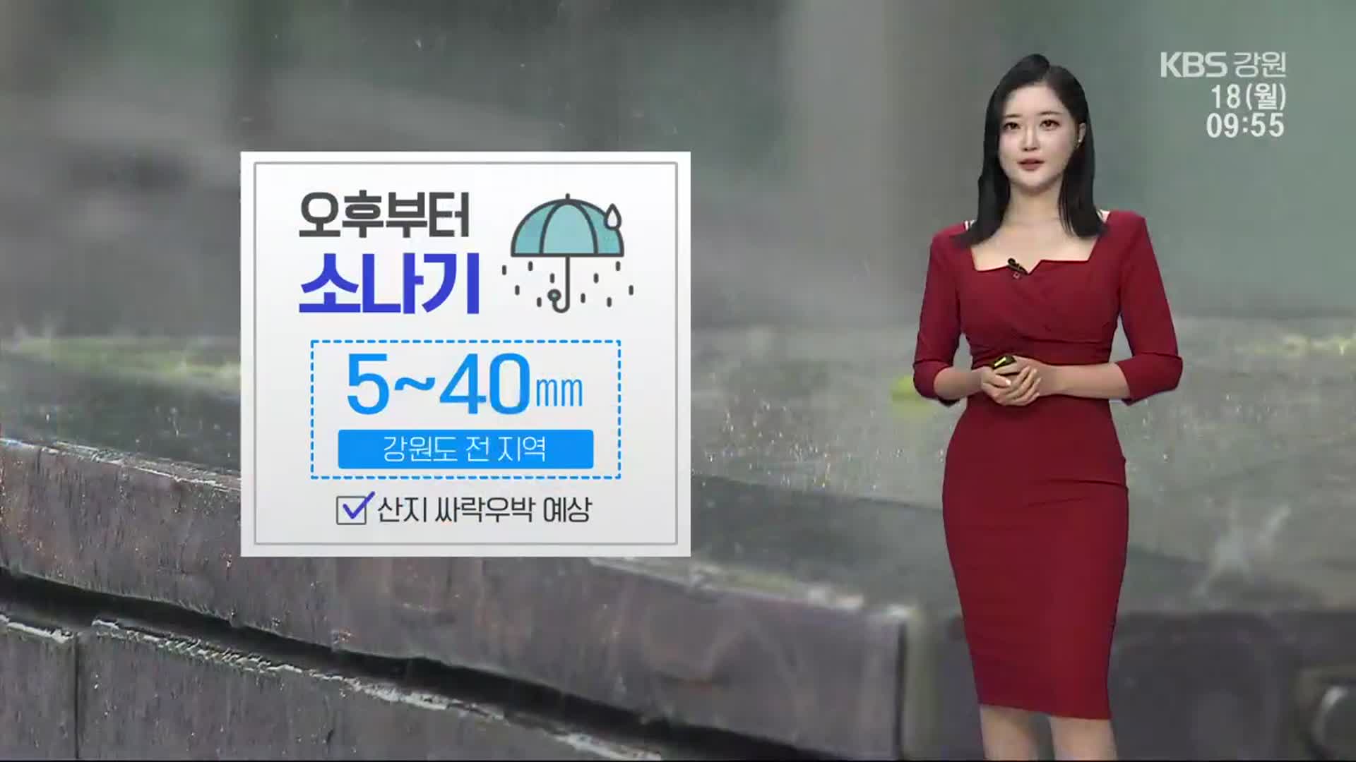[날씨] 강원 오후부터 5~40mm 소나기…산지 싸락우박 유의